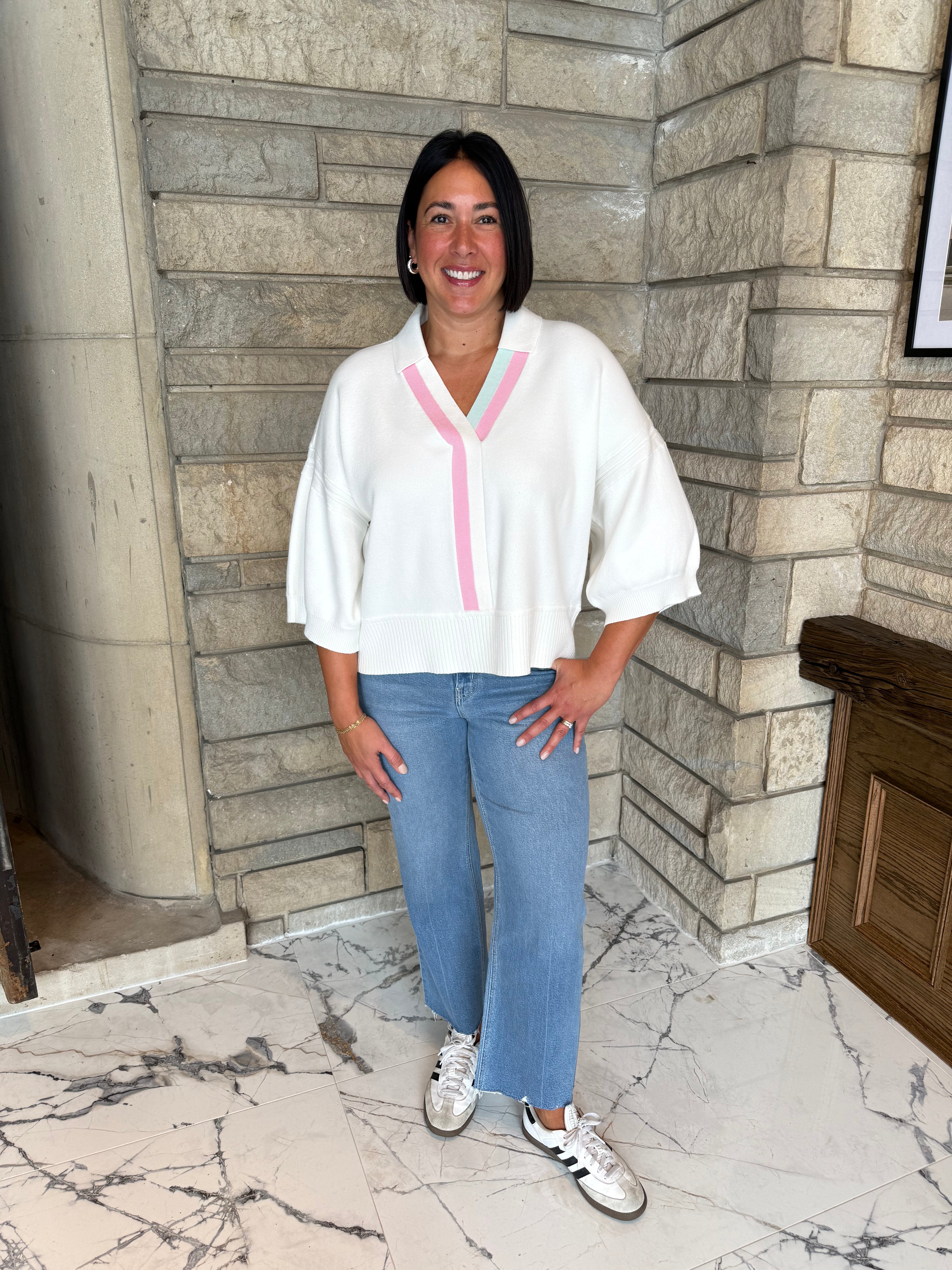 Bambi Contrast Stripe Collar Sweater