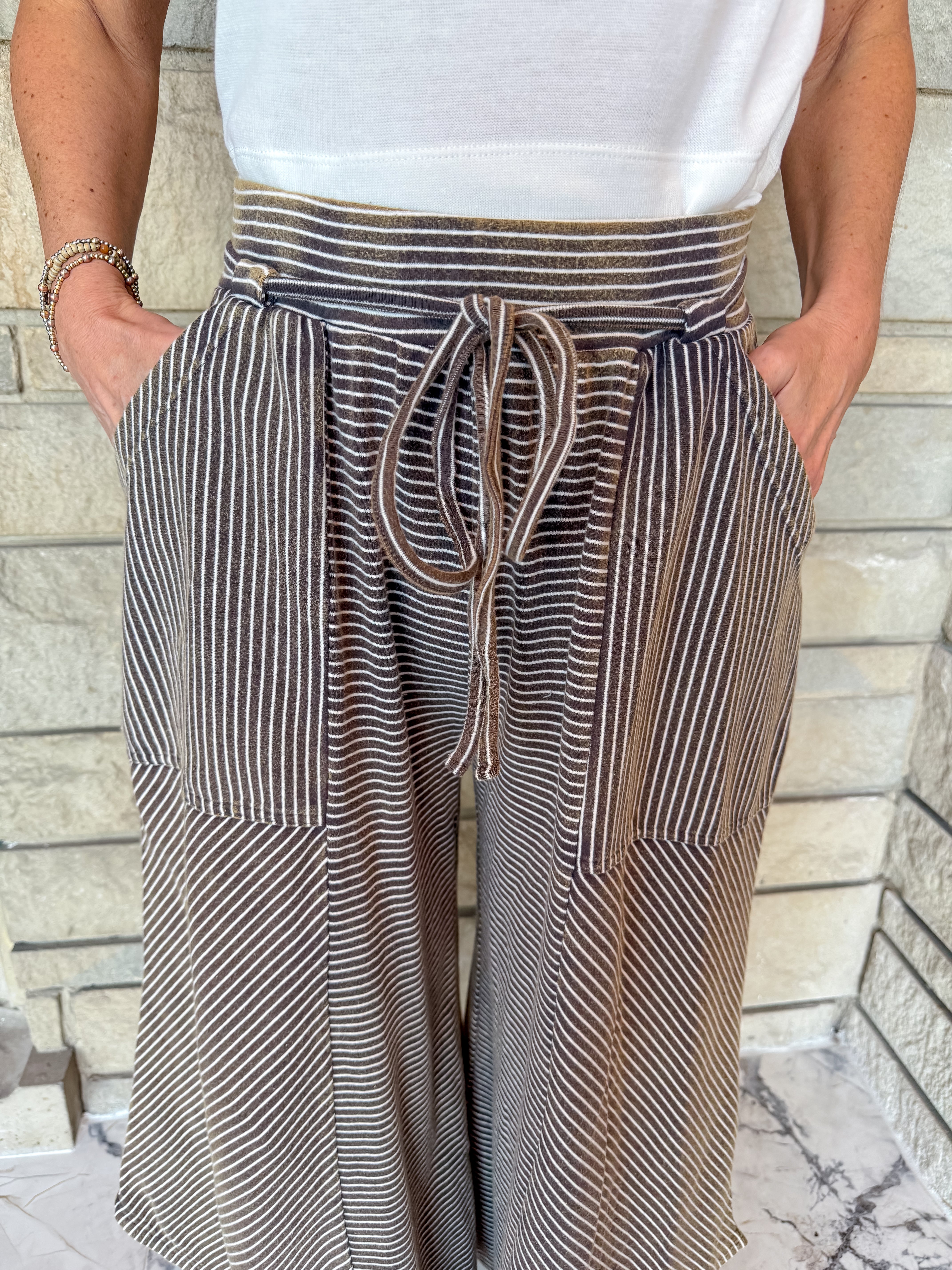 Amaya Washed Striped Palazzo Pants