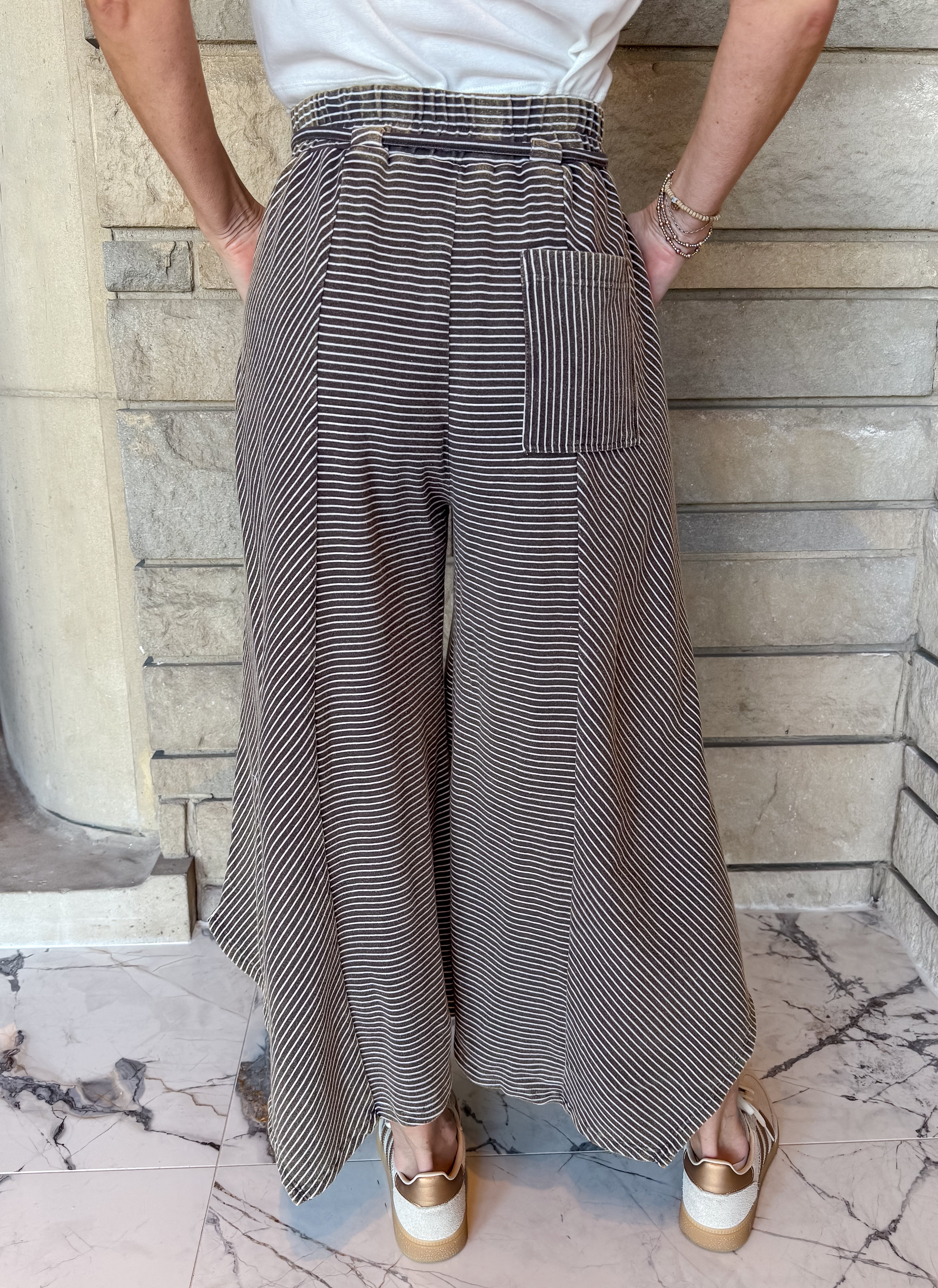 Amaya Washed Striped Palazzo Pants