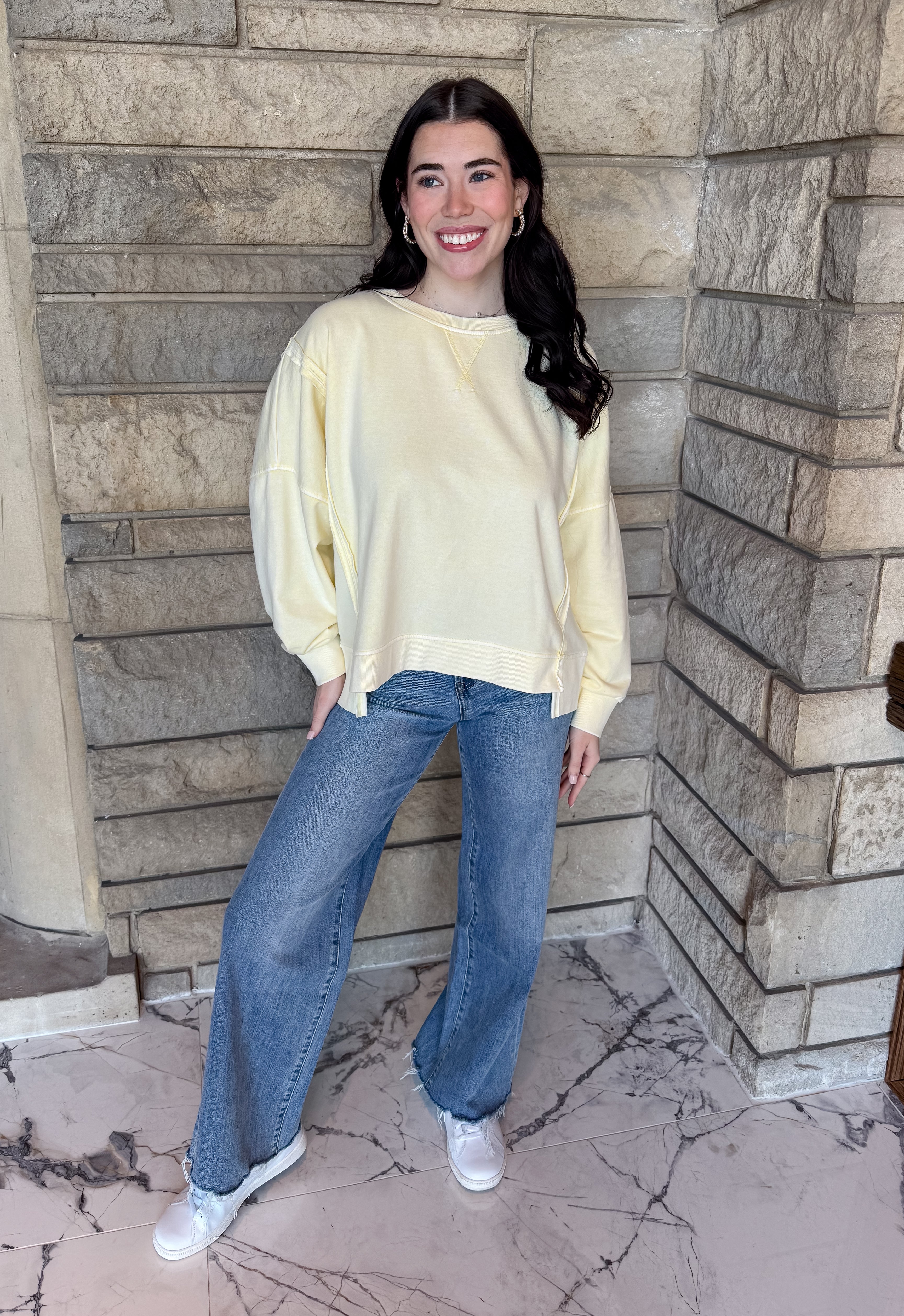 Bianca Washed Raw Edge Sweatshirt
