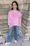 Washed sweatshirt
Lightweight sweatshirt
exposed seams 
Slouchy fit 
