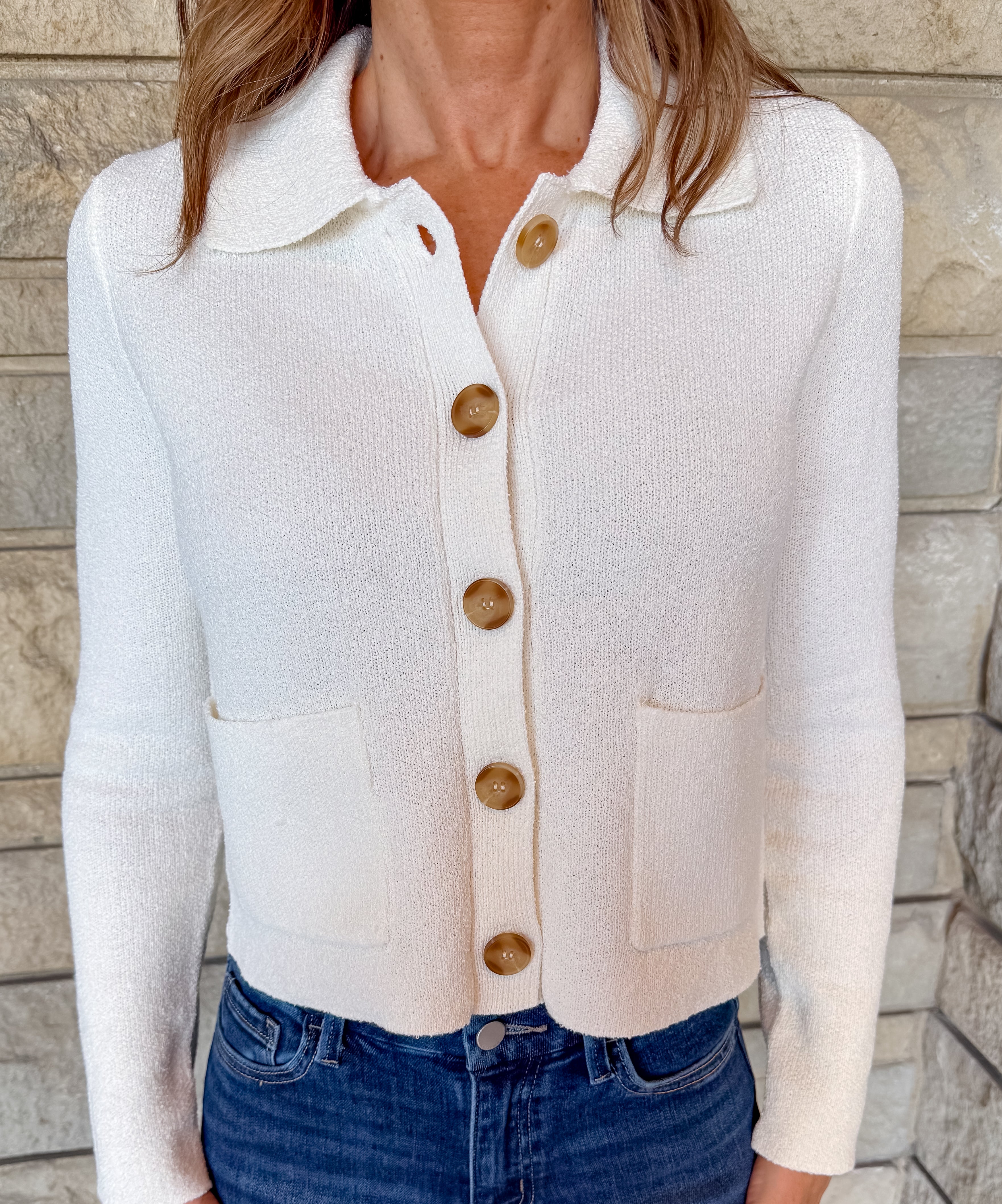 Elaine Collared Pocket Cardigan