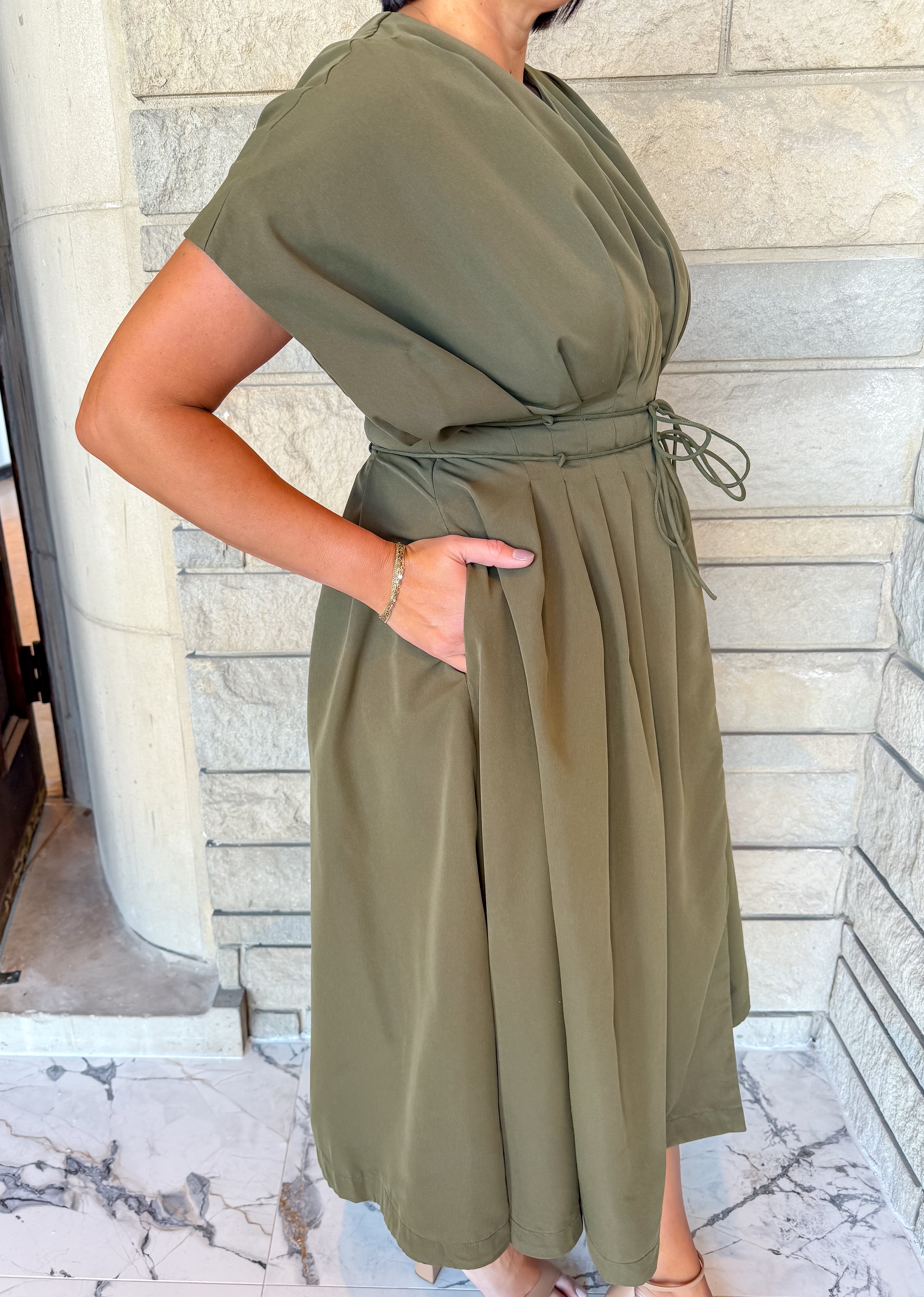 Eve Pleated Waist Tie Dress