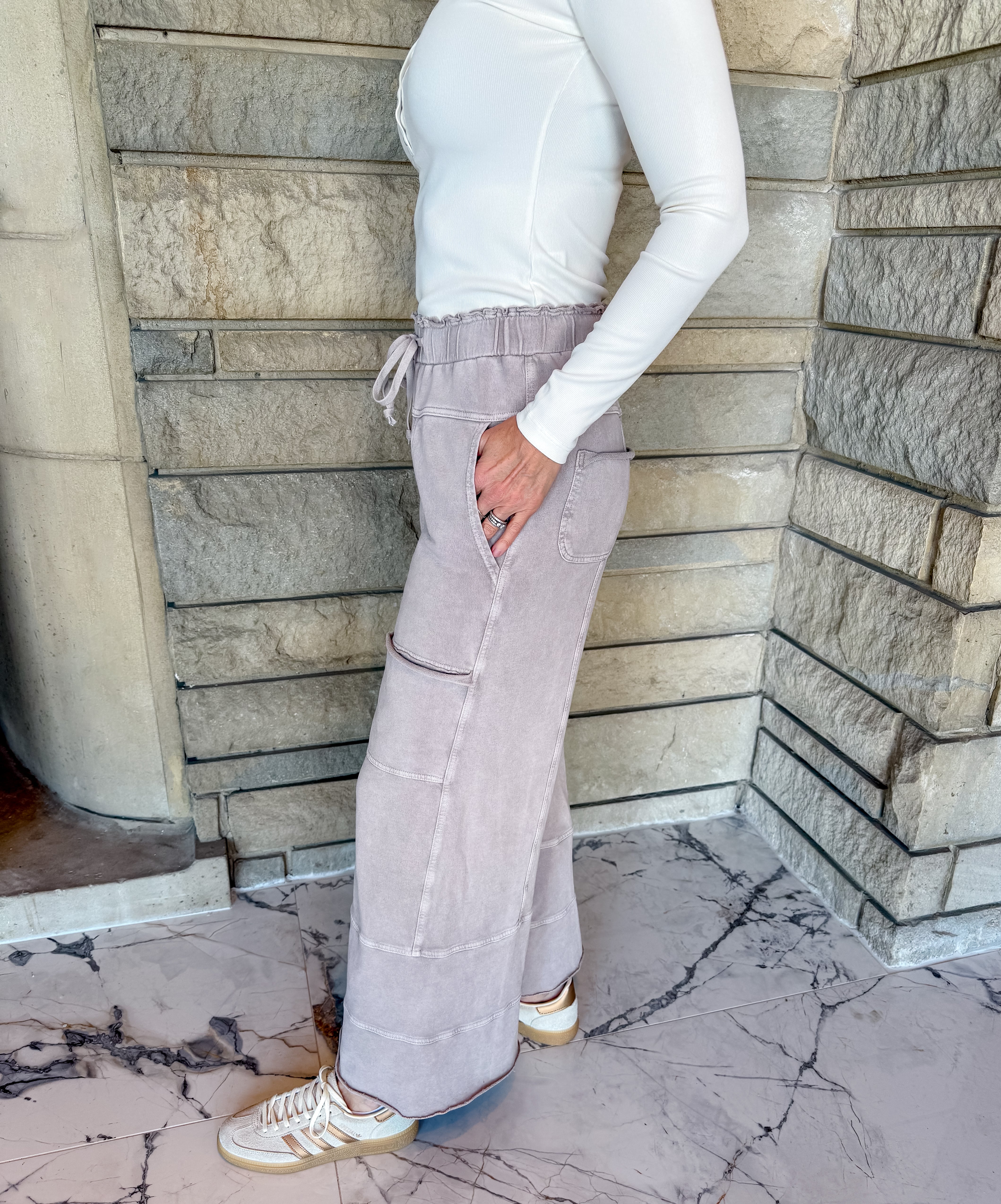 Julia Washed Terry Cargo Pants