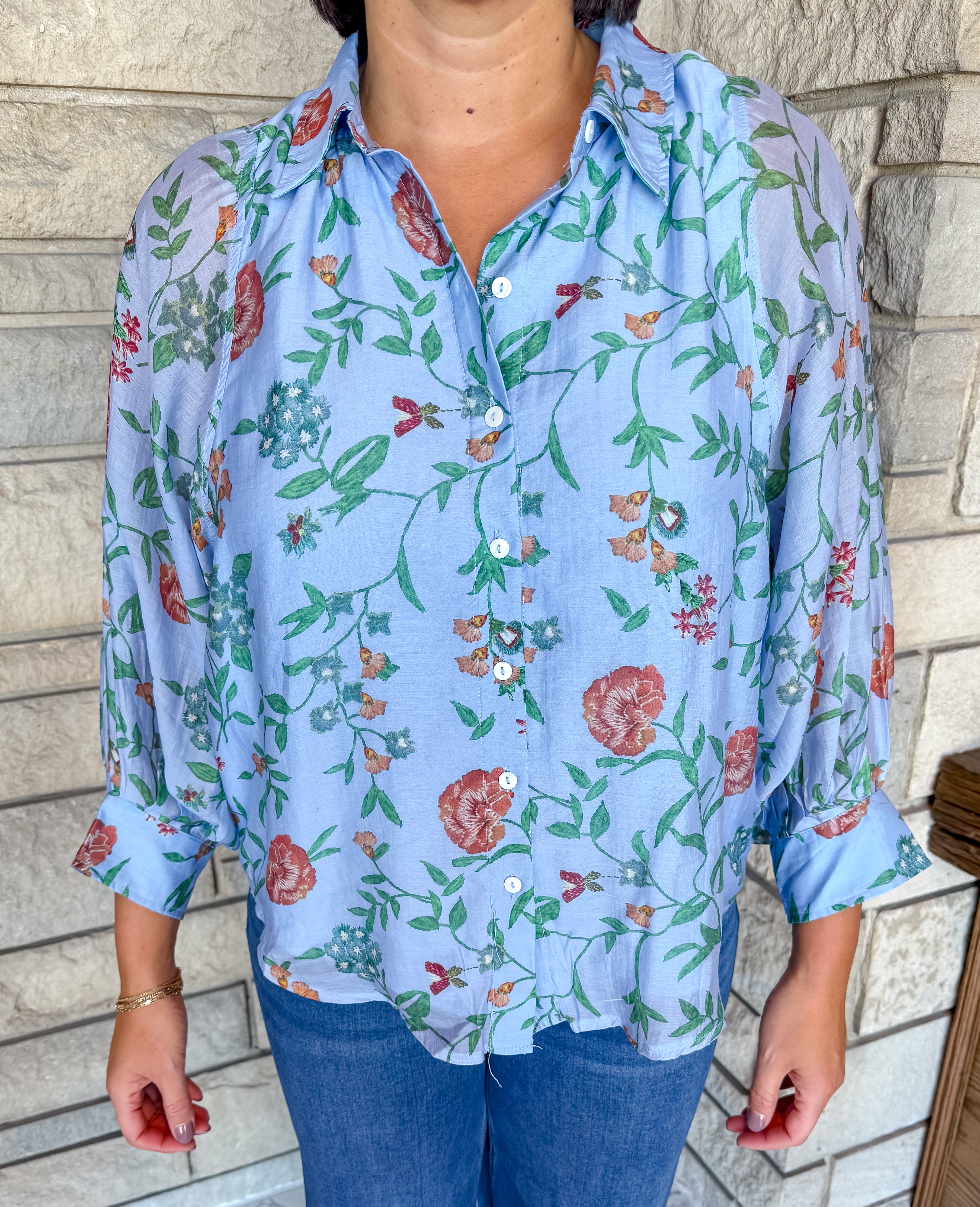 Zoe Floral Button Top