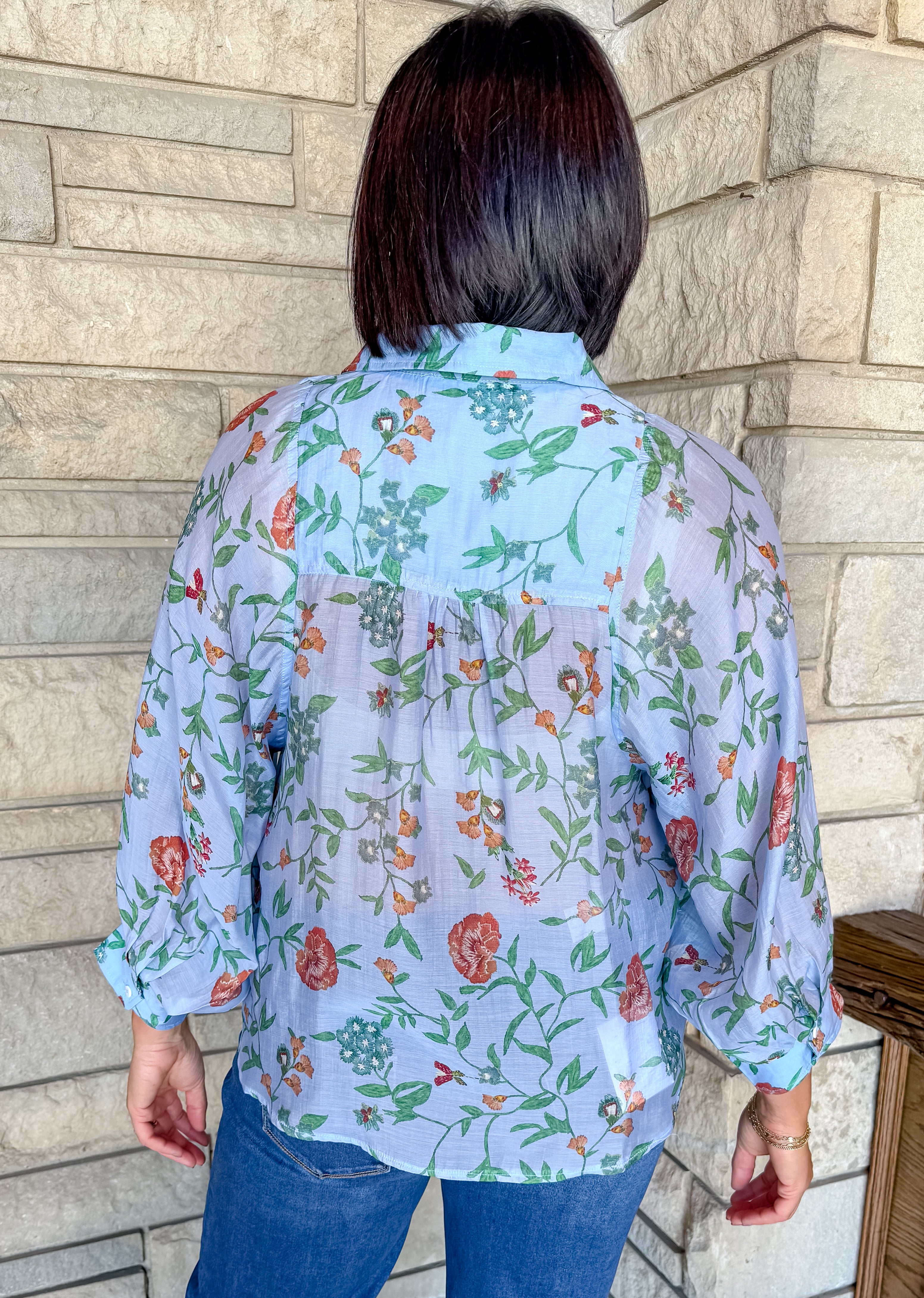 Zoe Floral Button Top