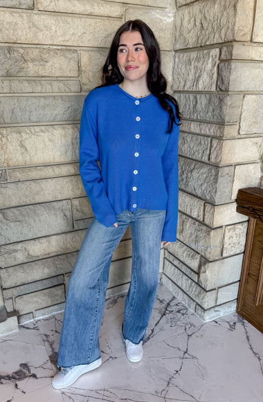 rolled edge cardigan
cotton cardigan