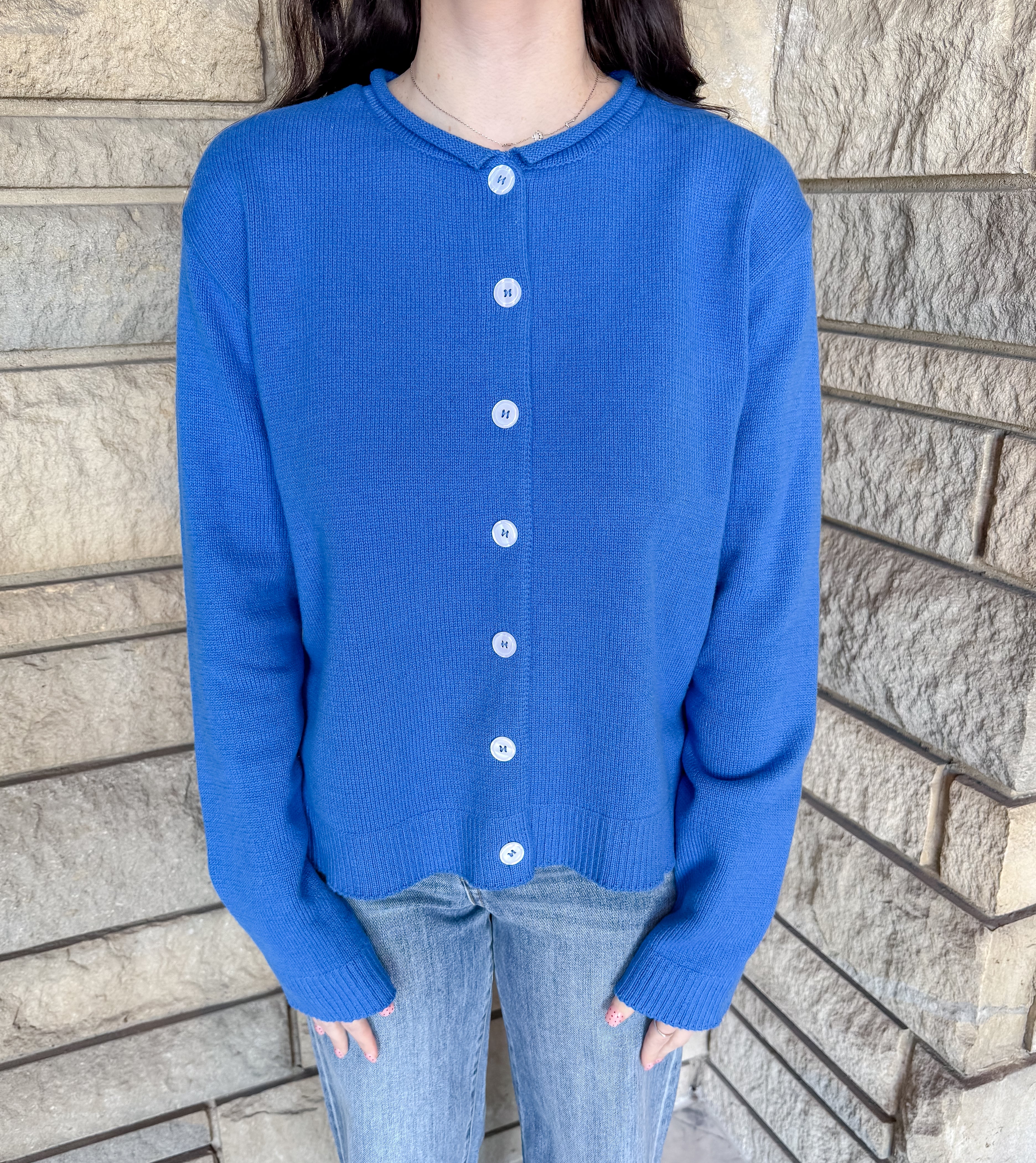 Quinley Rolled Edge Cotton Cardigan