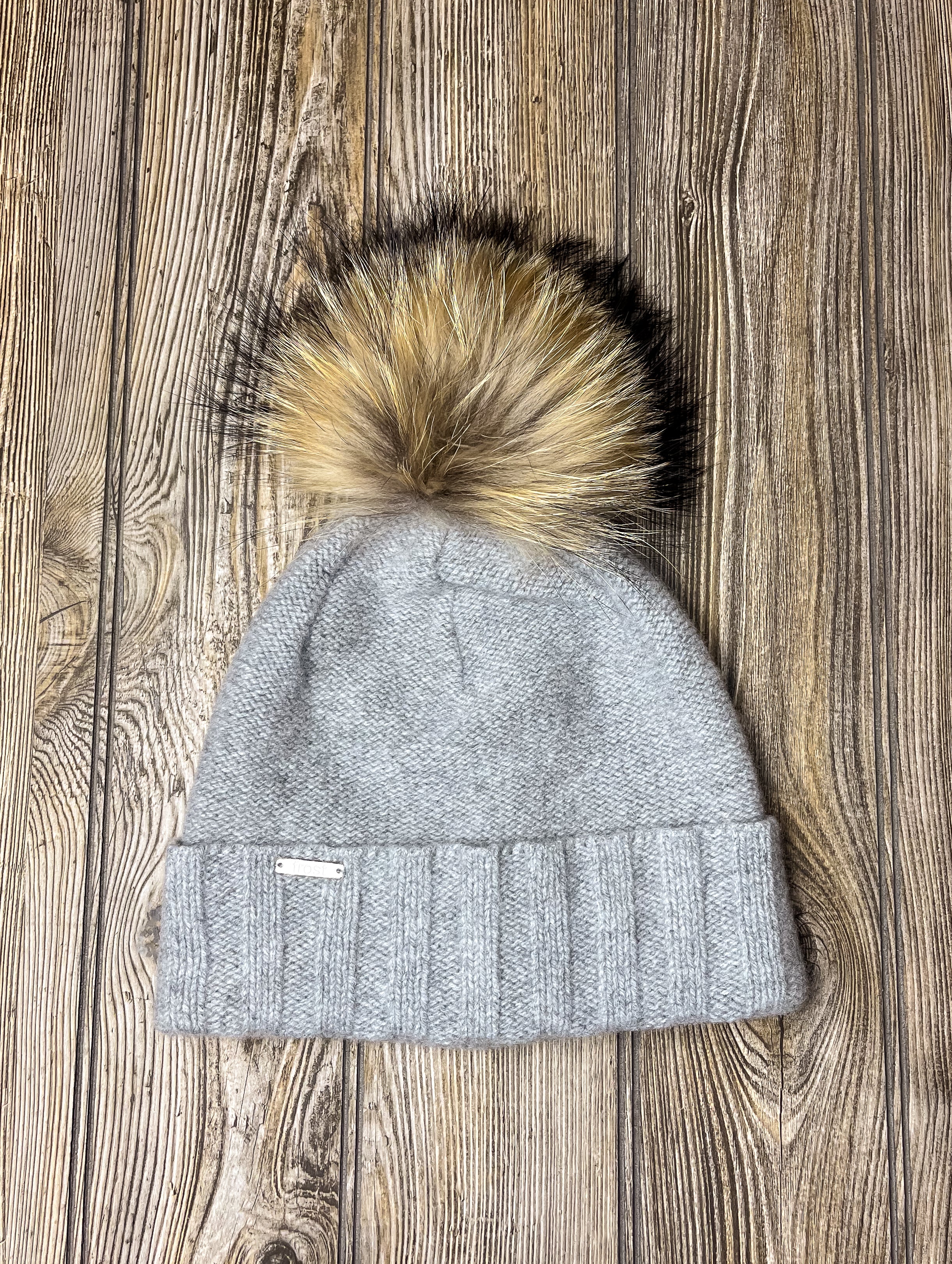 Cashmere Cuff Fur Pom Hat