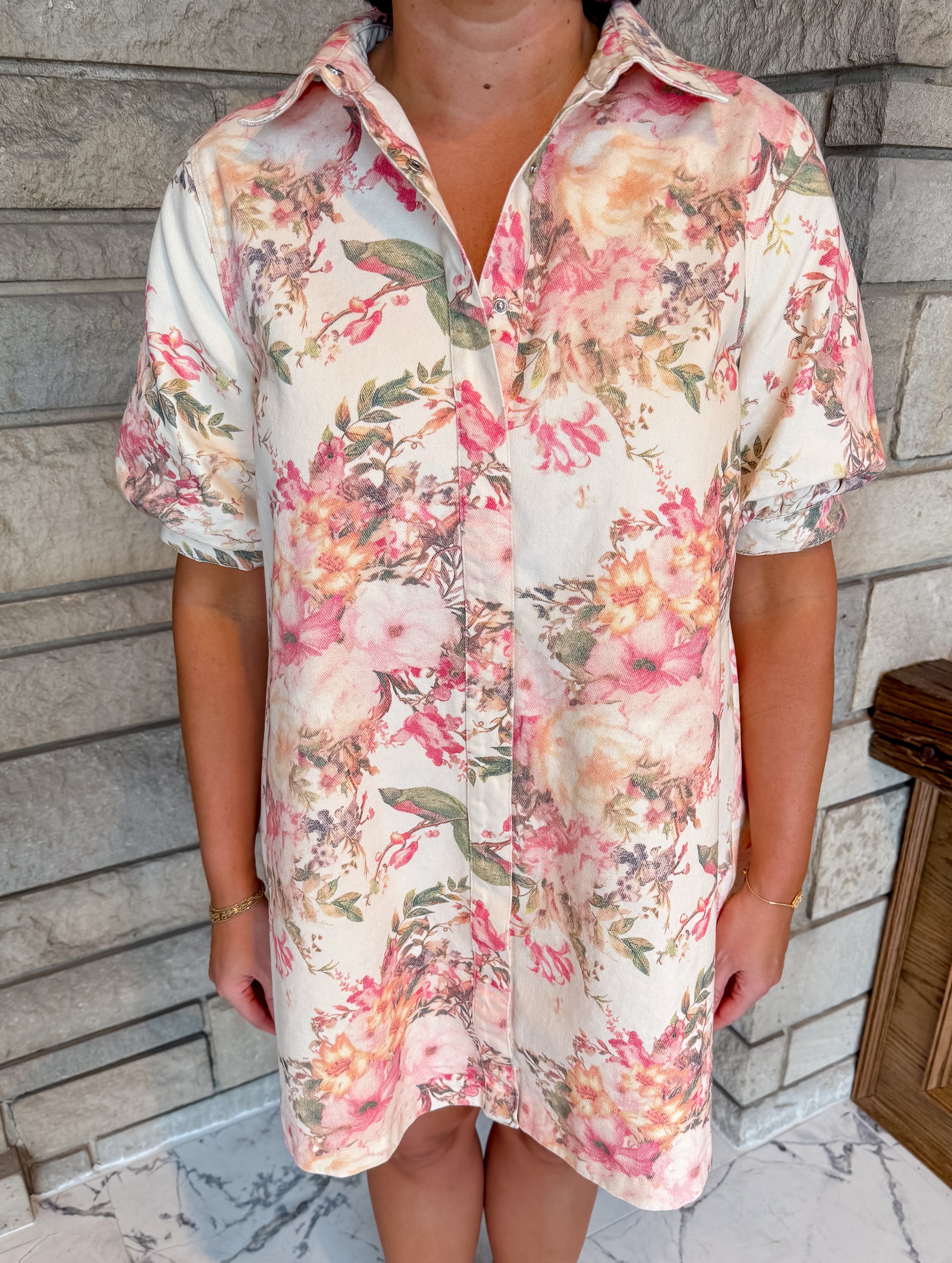 Willow Washed Floral Shirt Dress
