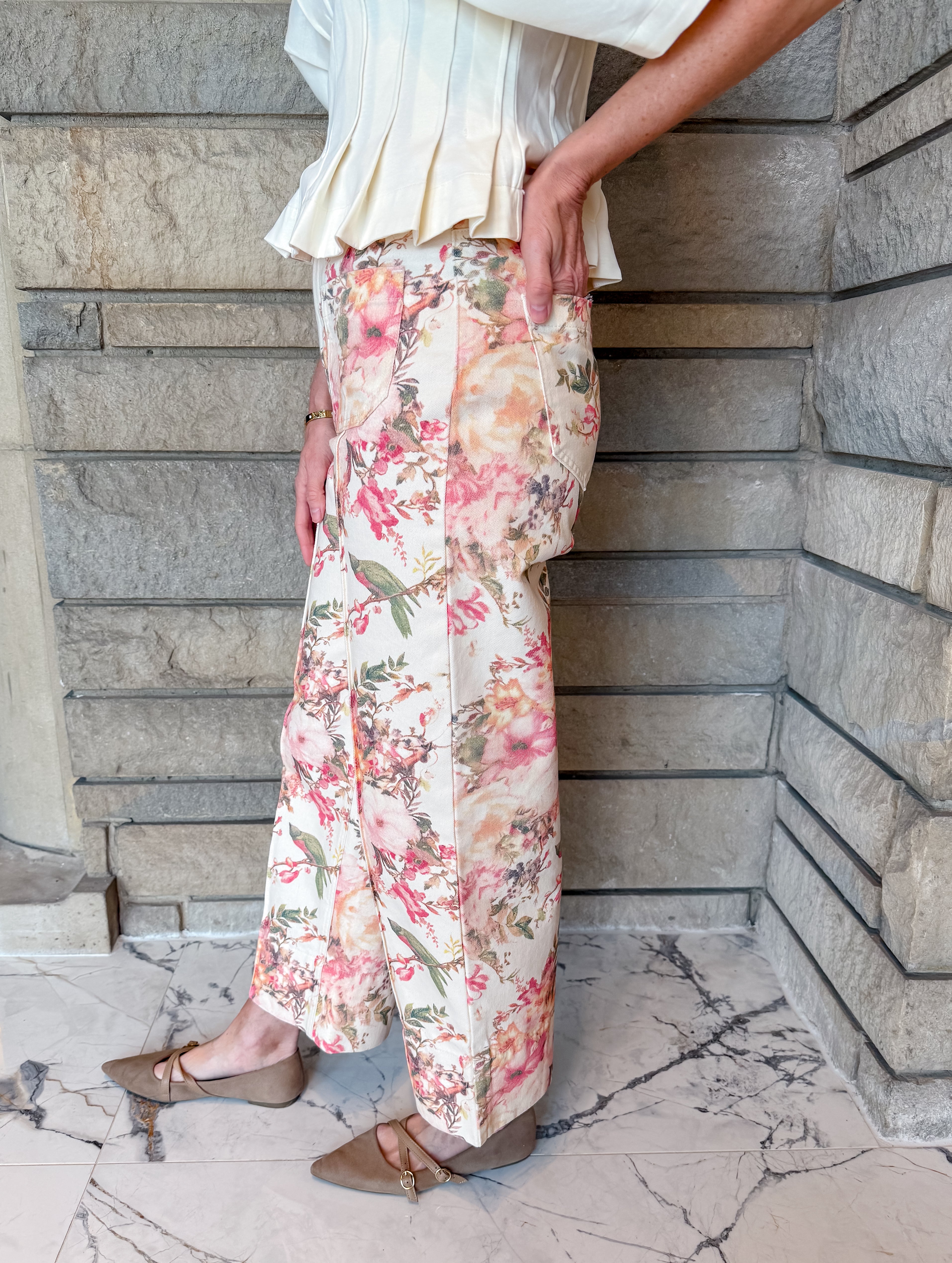 Annie Floral Patch Pocket Pants