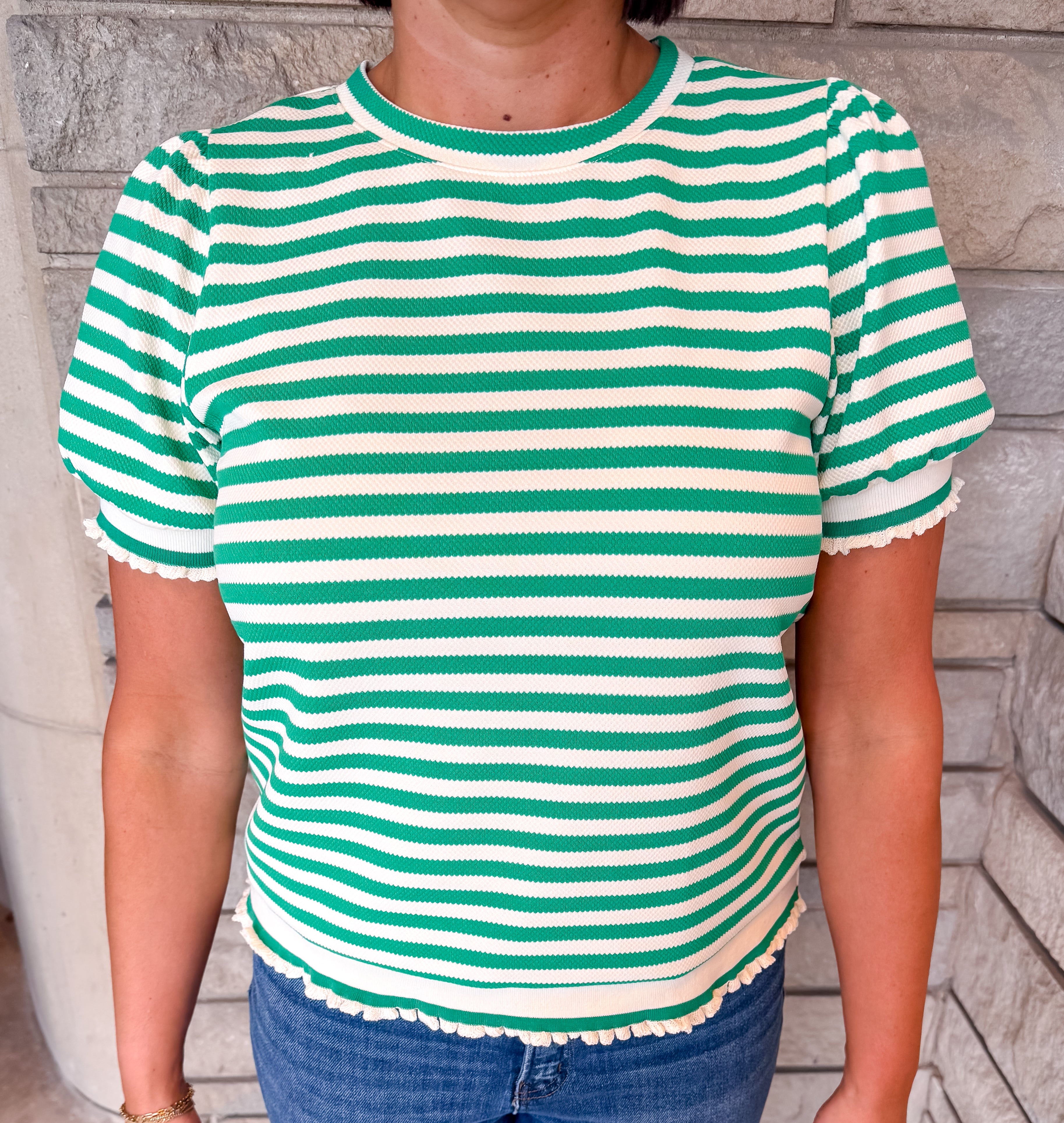 Leia Textured Striped Top