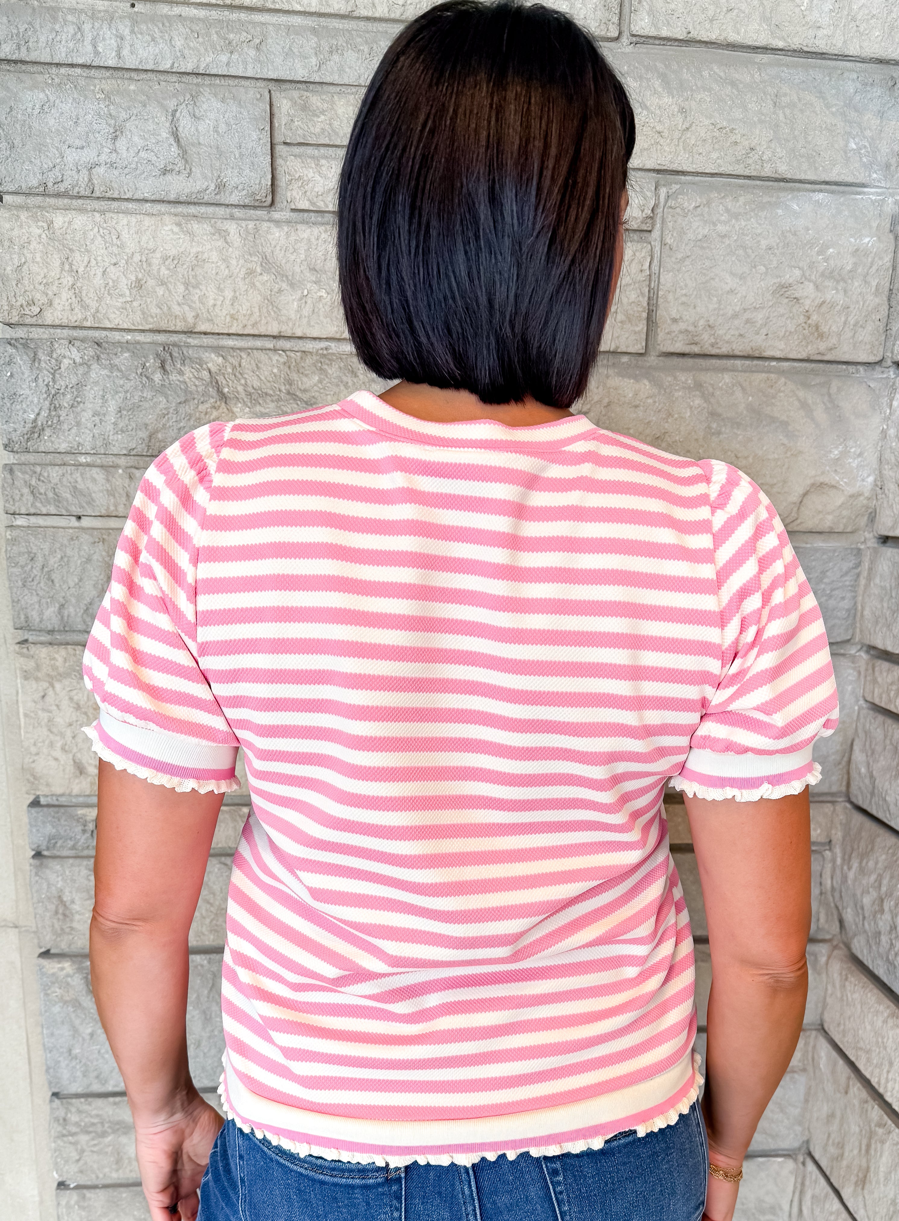 Leia Textured Striped Top