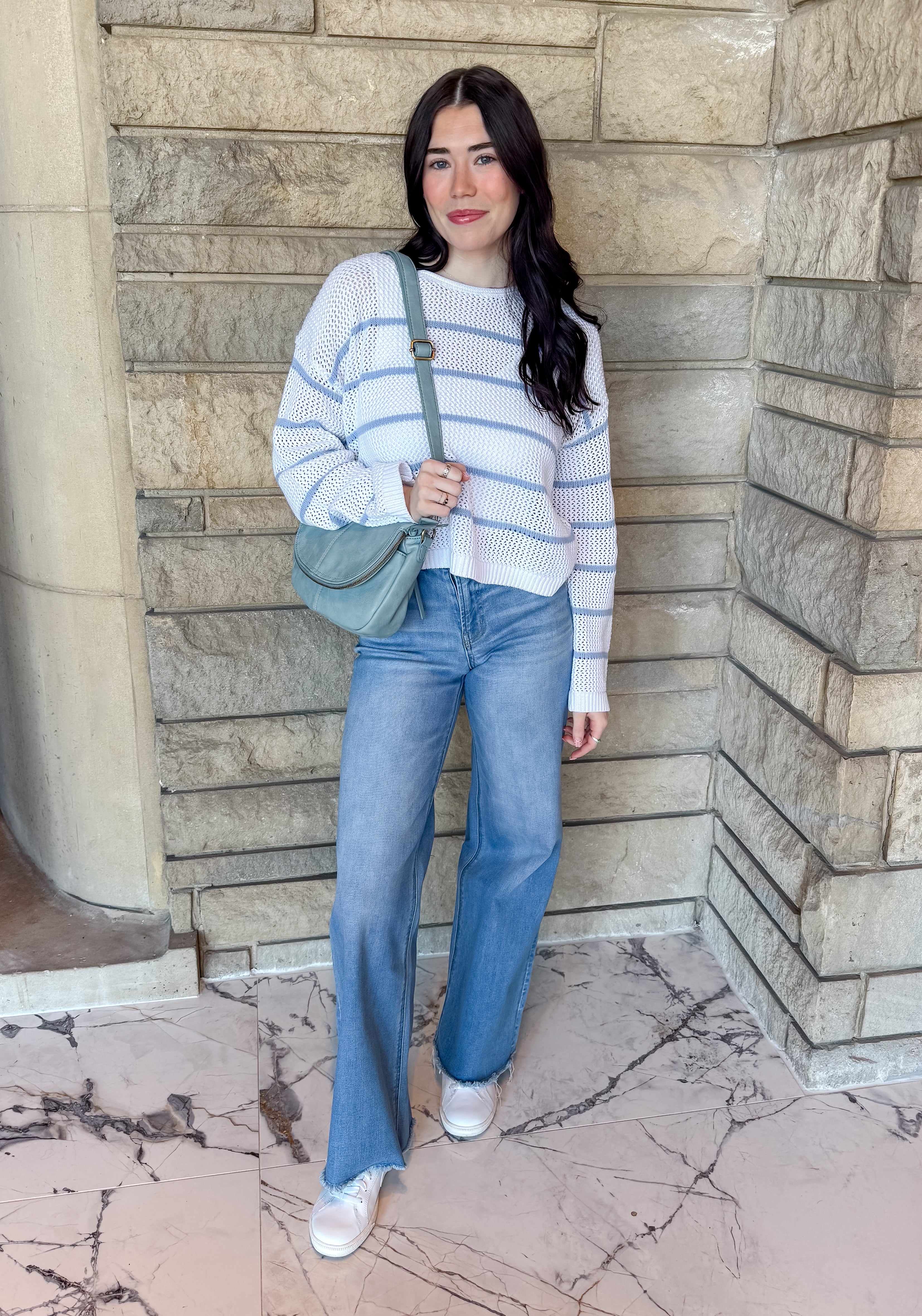 Courtney Open Weave Striped Sweater