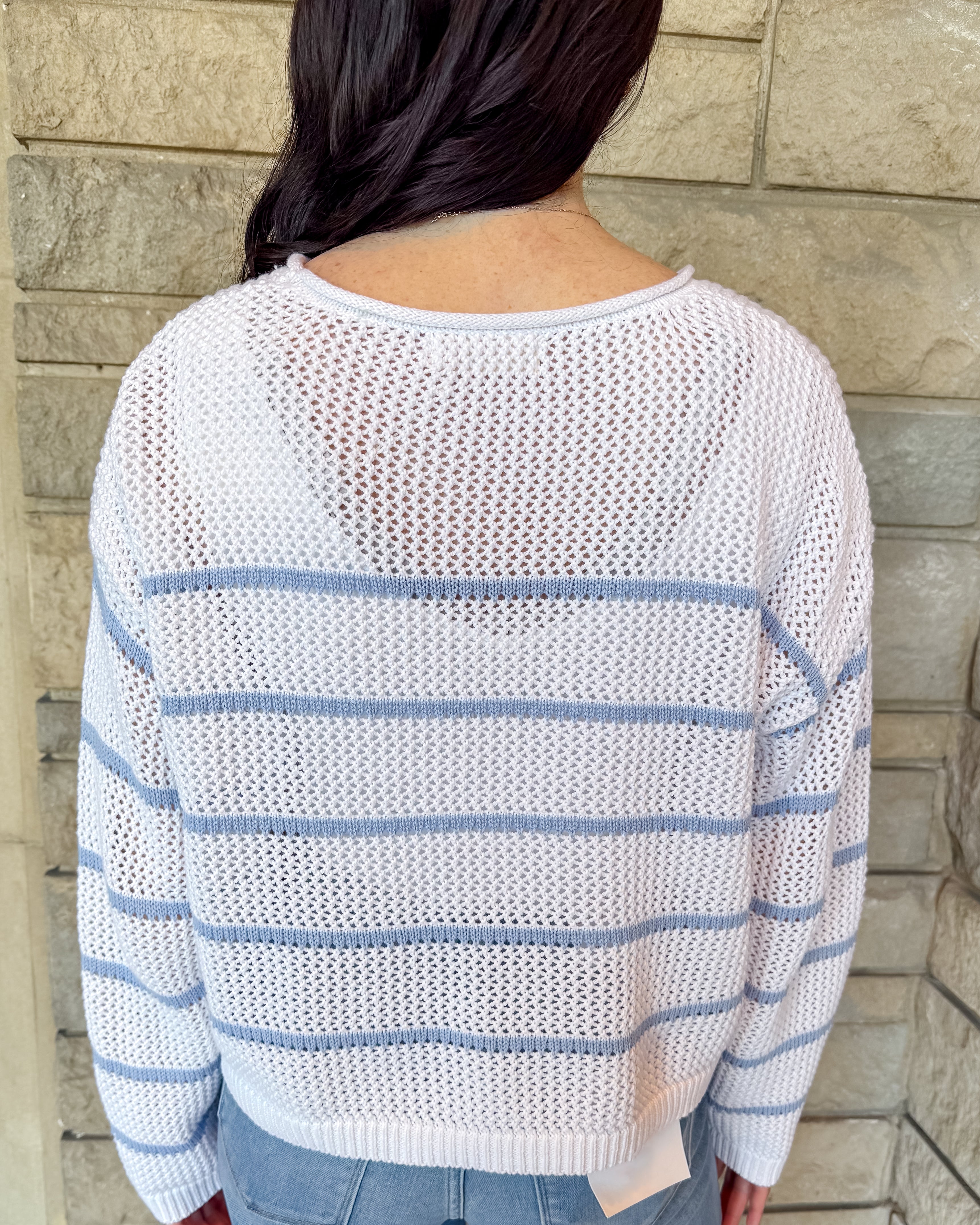 Courtney Open Weave Striped Sweater
