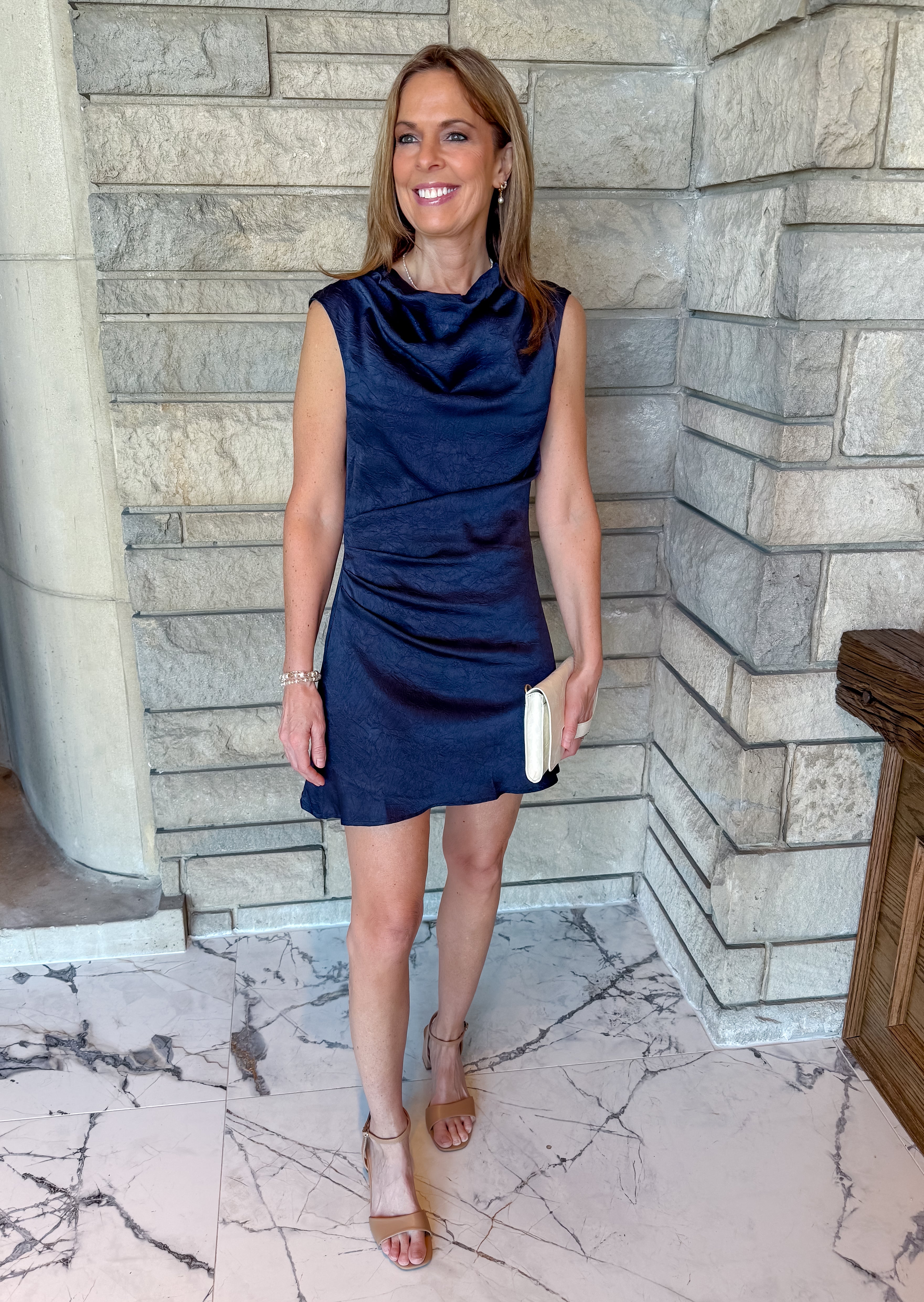 Rosemary Cowl Neck Ruched Dress