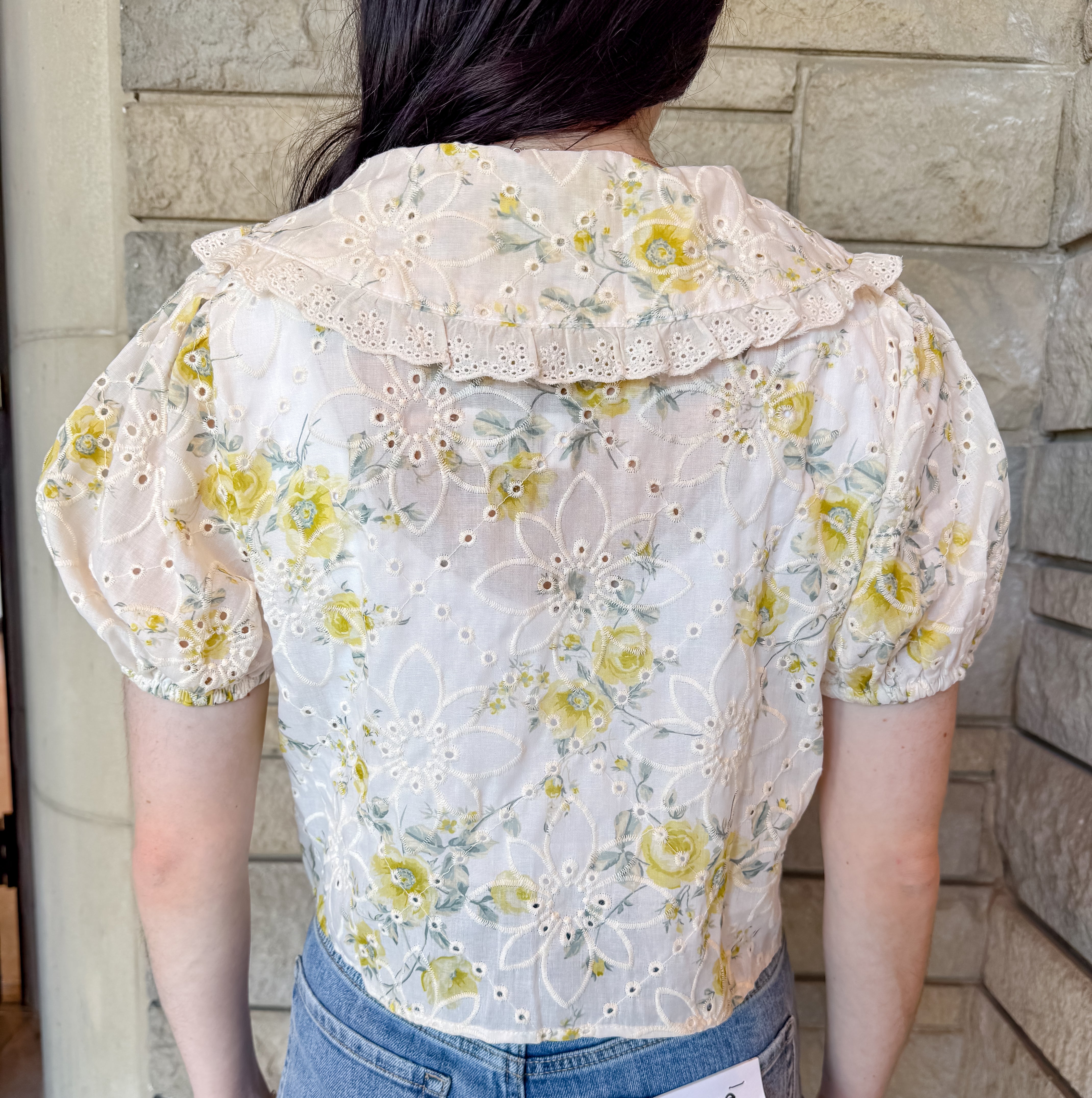 Therese Floral Eyelet Tie Top