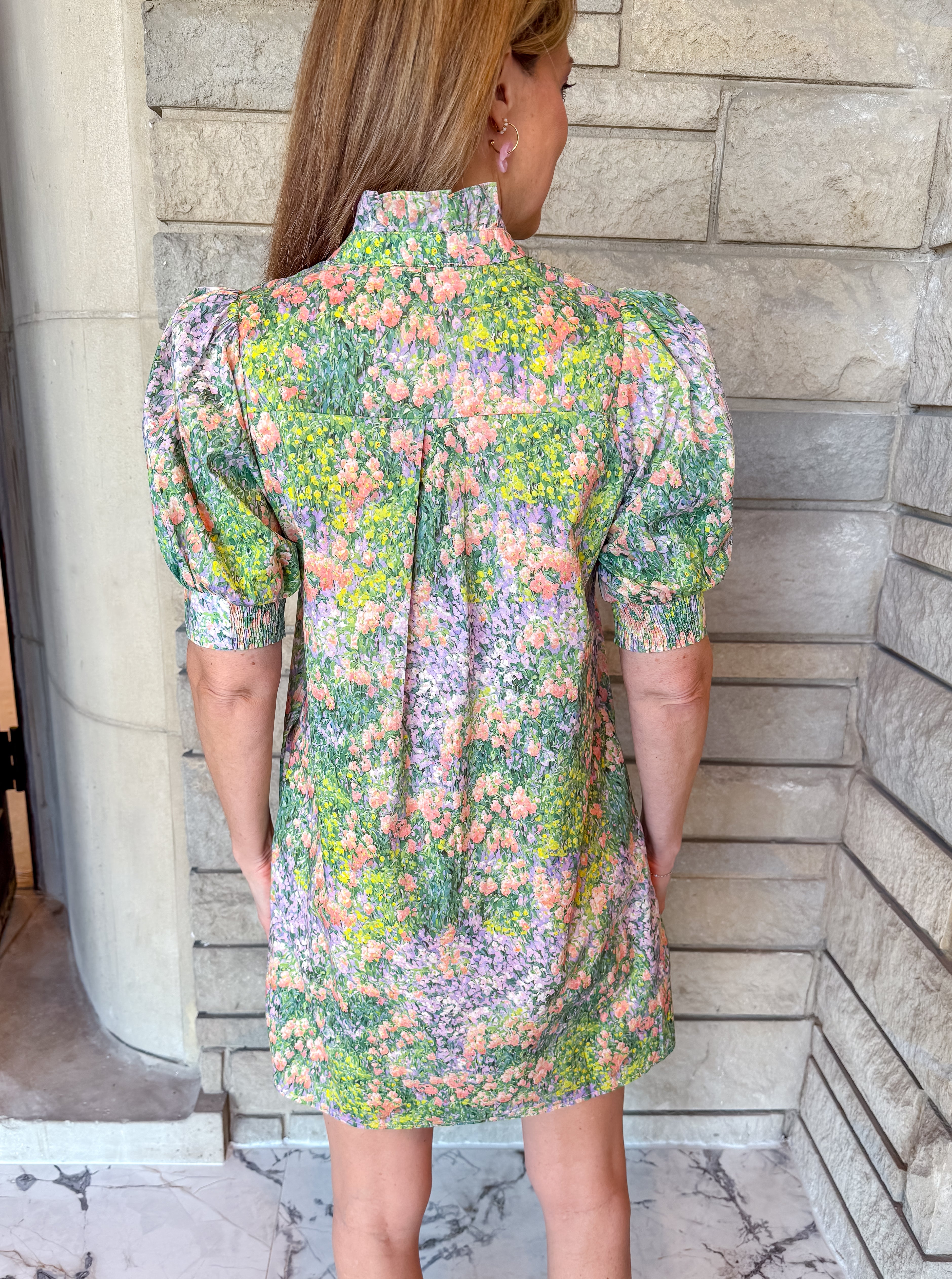 Liesel Floral Puff Sleeve Button Dress