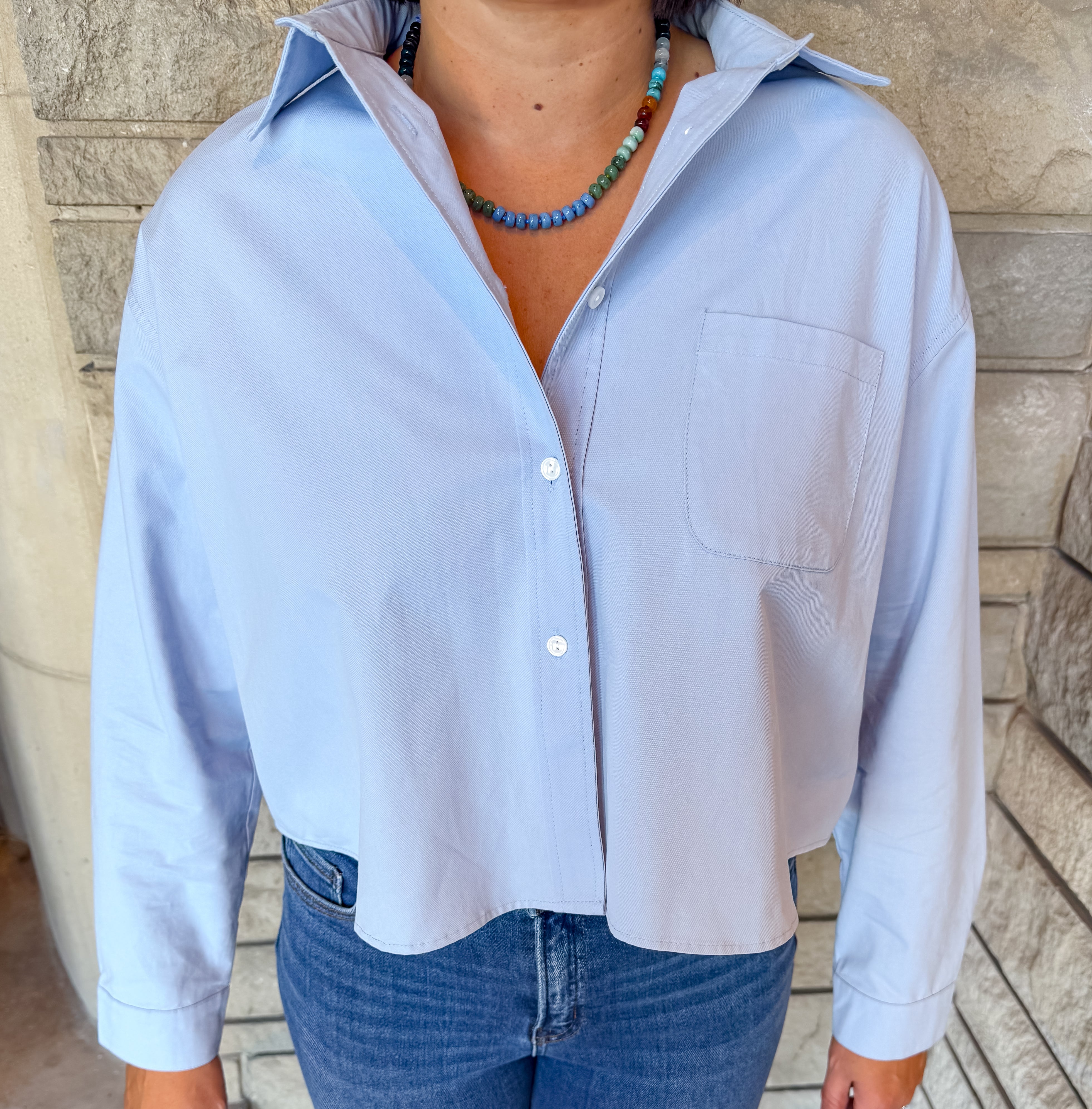 Mellie Boxed Crop Button Top