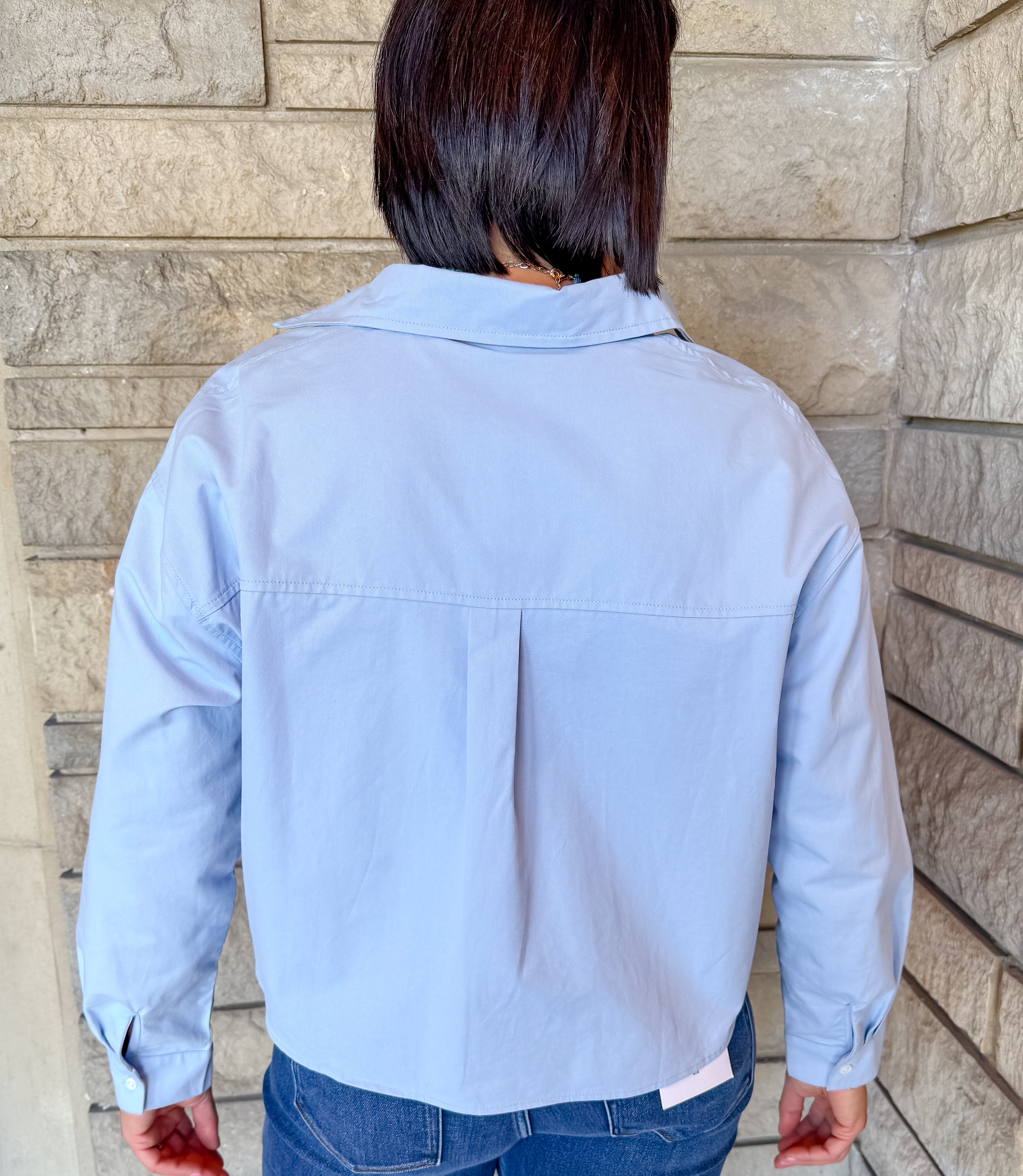 Mellie Boxed Crop Button Top