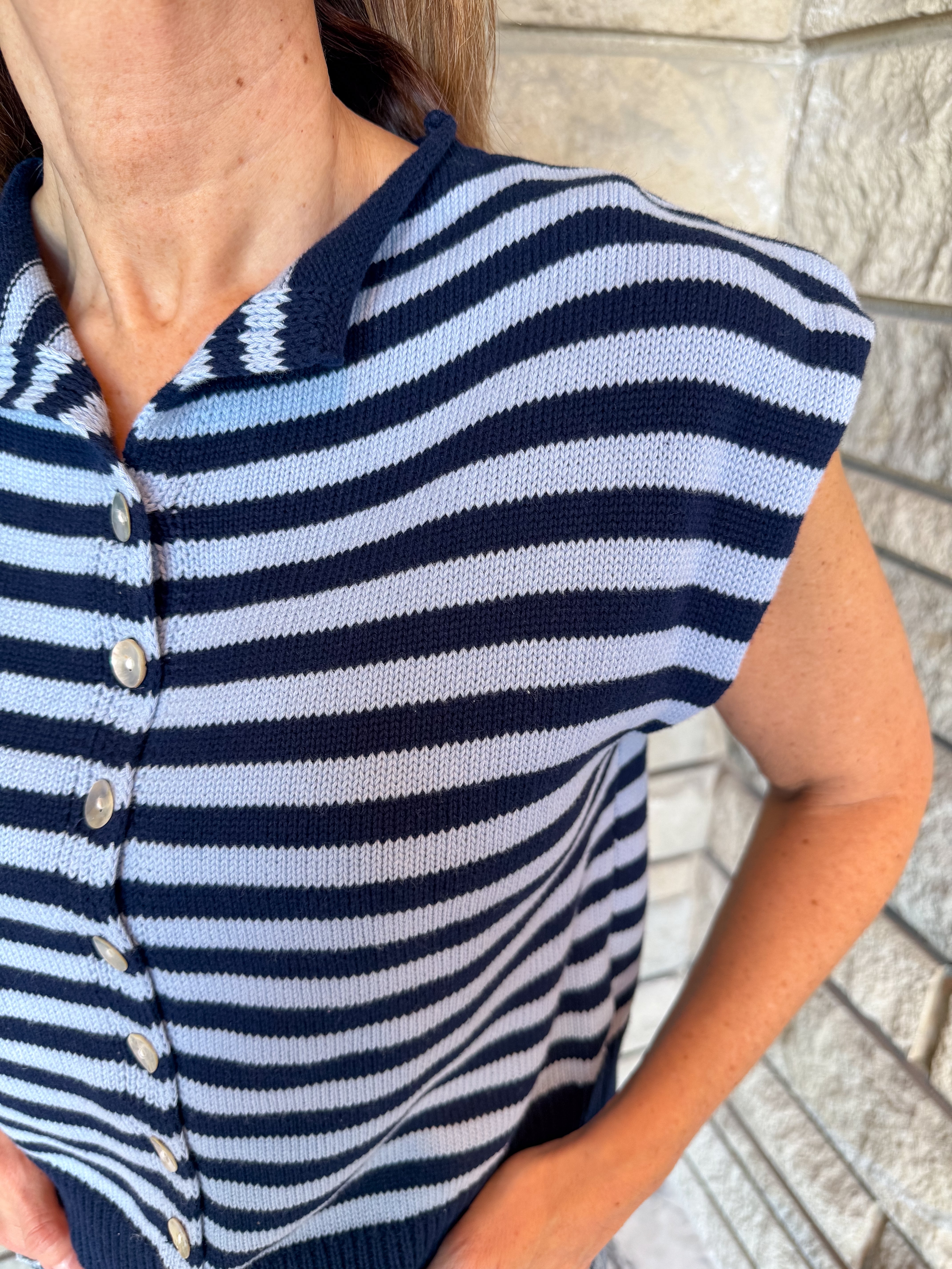 Raya Striped Sleeveless Cardigan