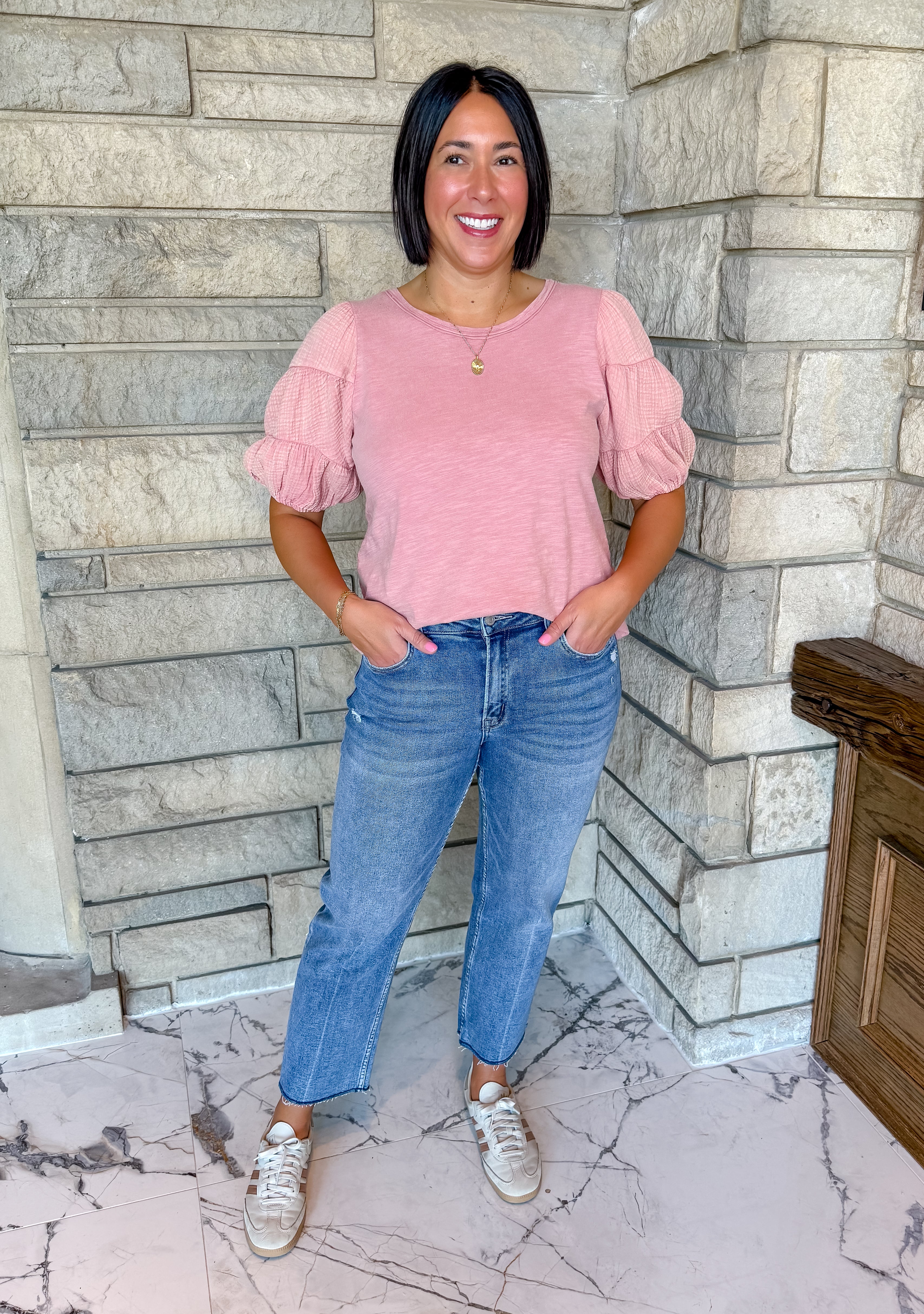 Eva Washed Puff Sleeve Top