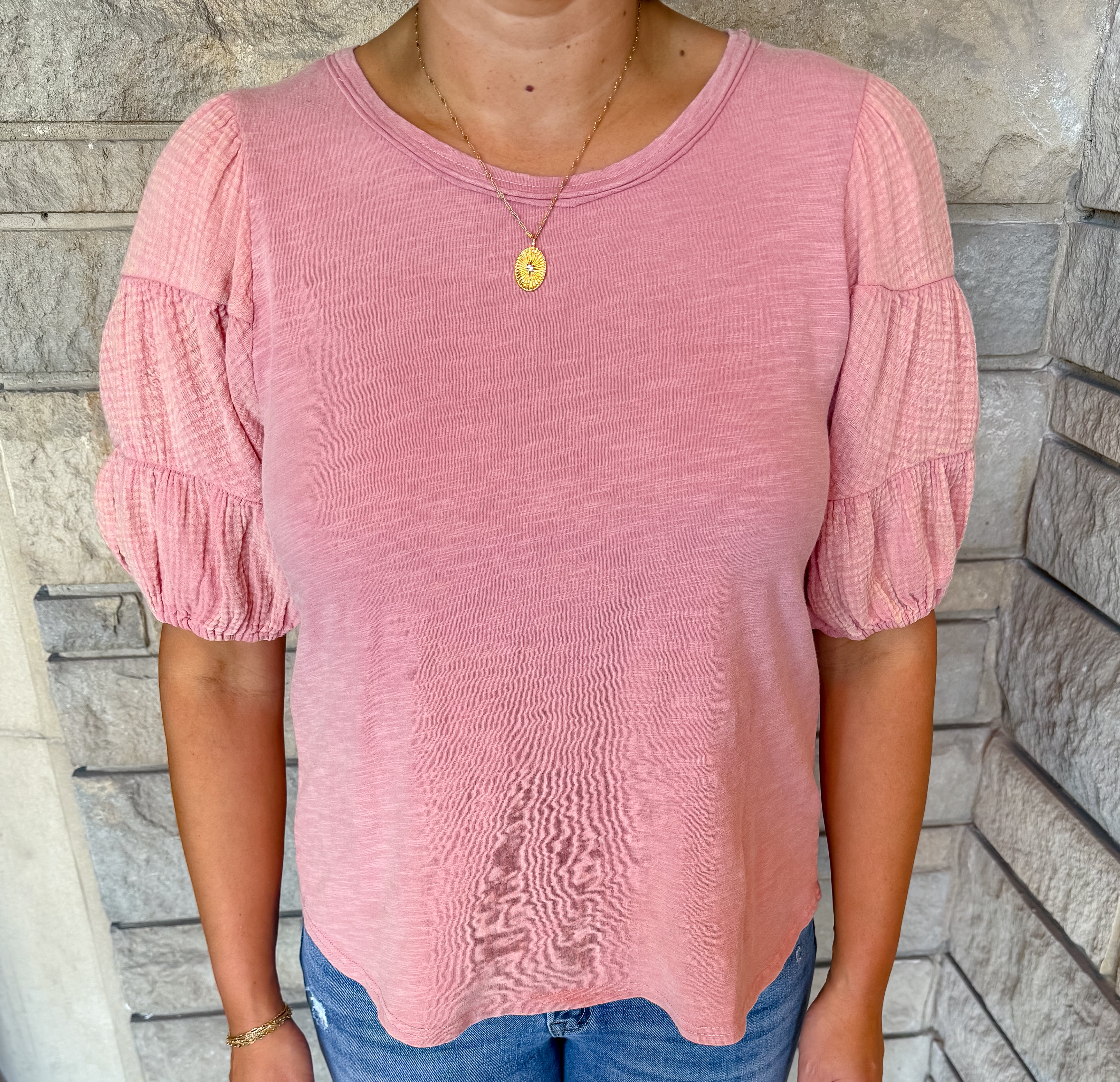 Eva Washed Puff Sleeve Top