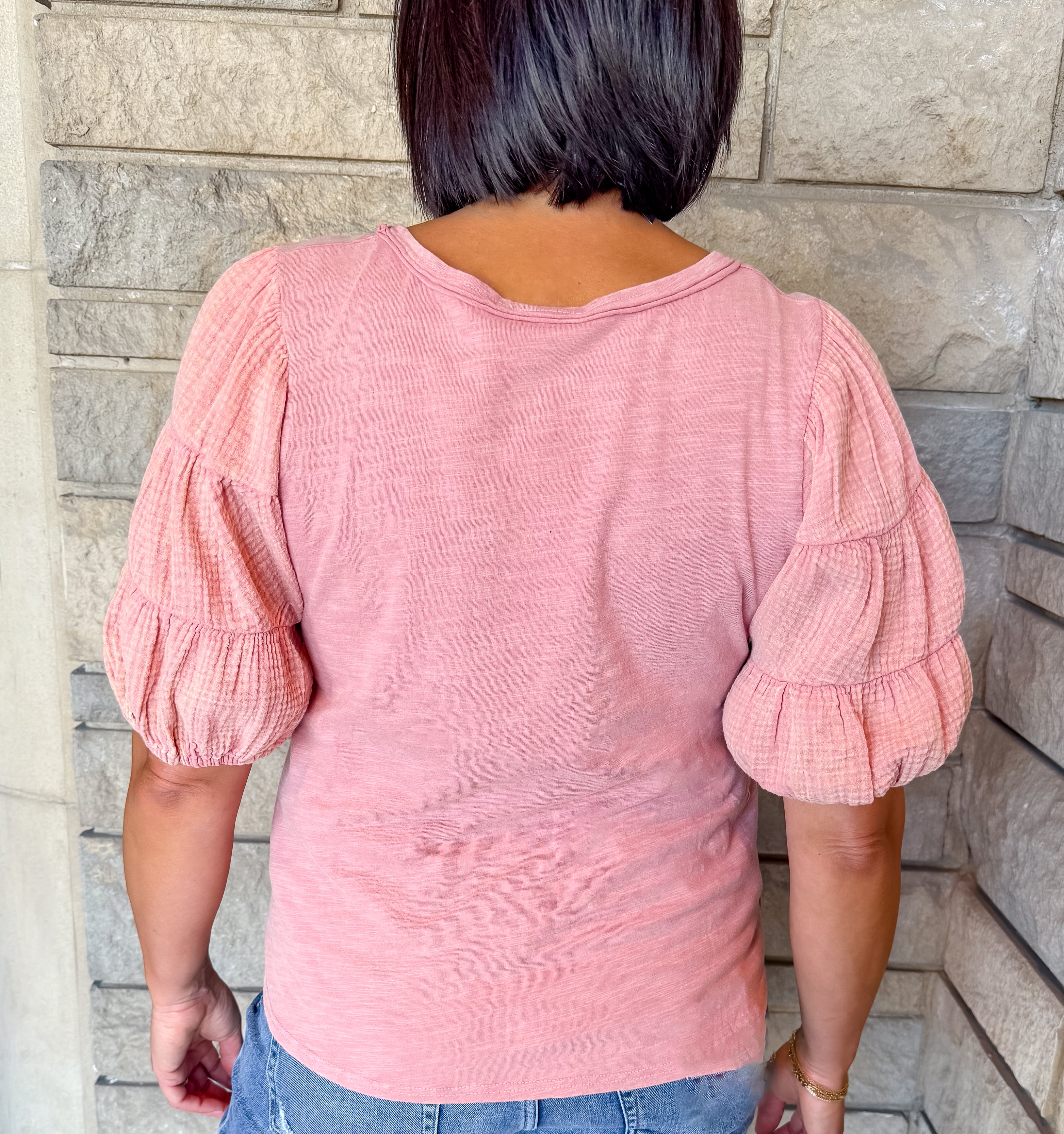 Eva Washed Puff Sleeve Top