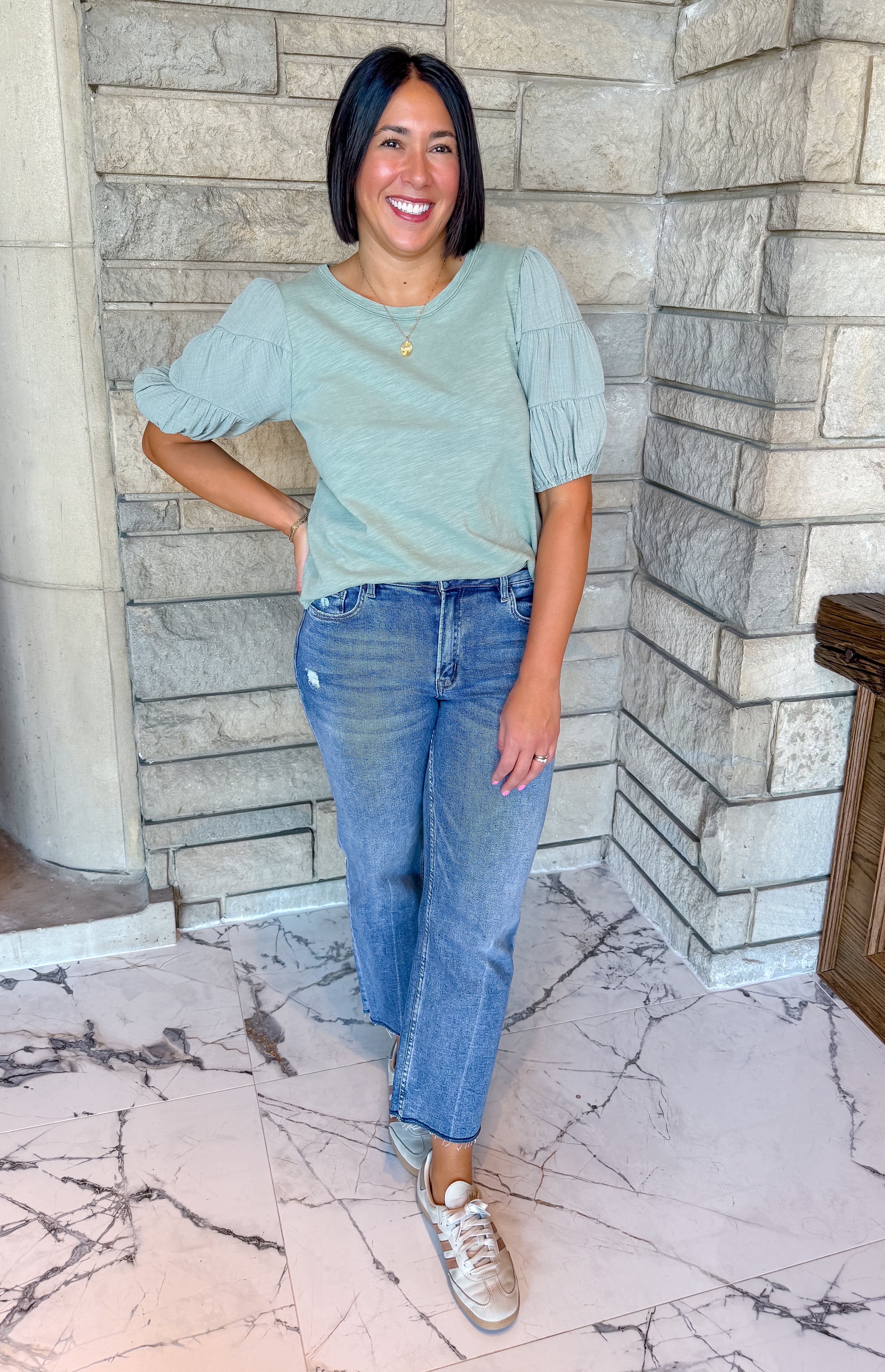 Eva Washed Puff Sleeve Top