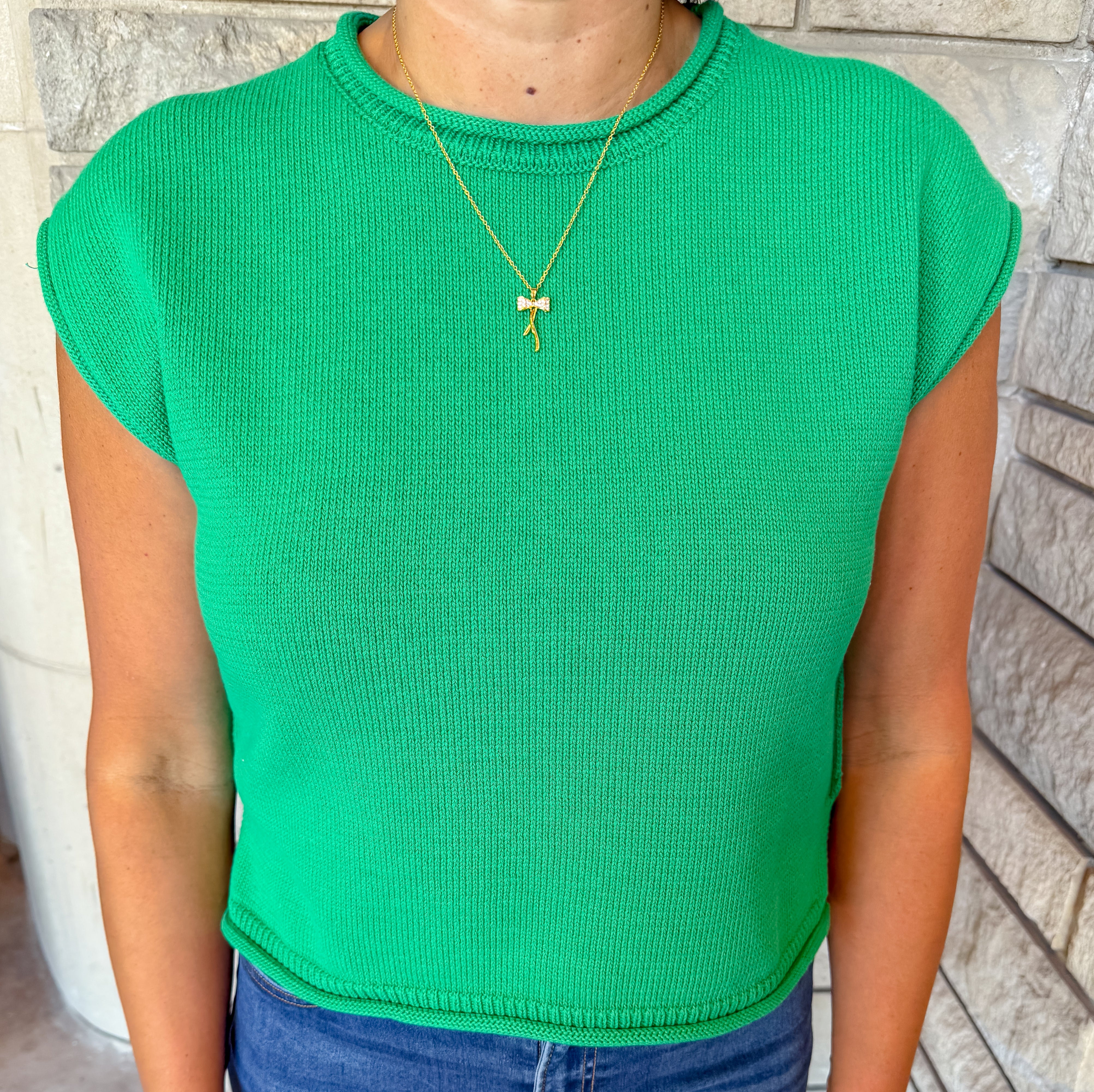 Kate Rolled Edge Cap Sleeve Sweater