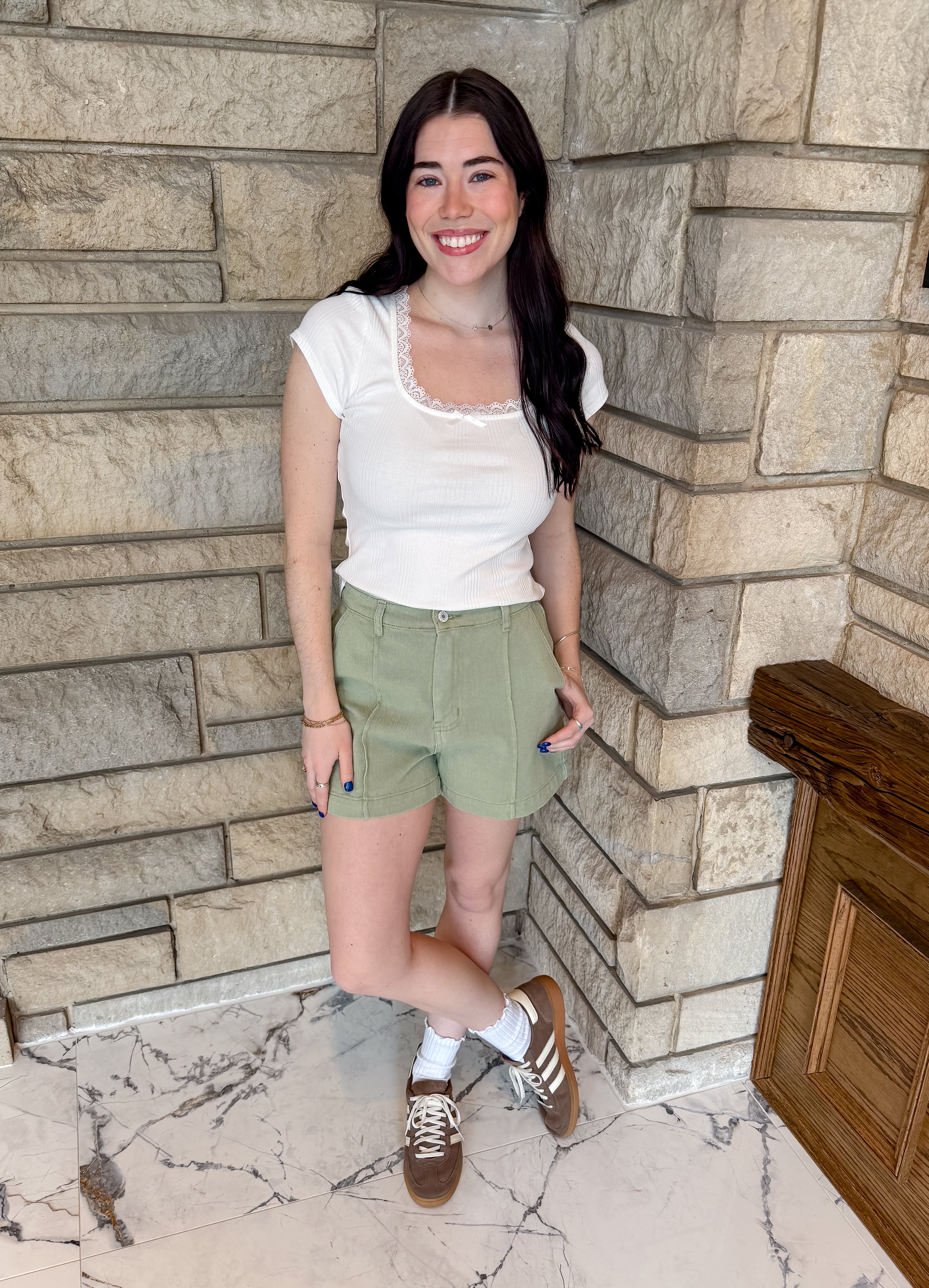 Lindy Lace Trim Ribbed Tee