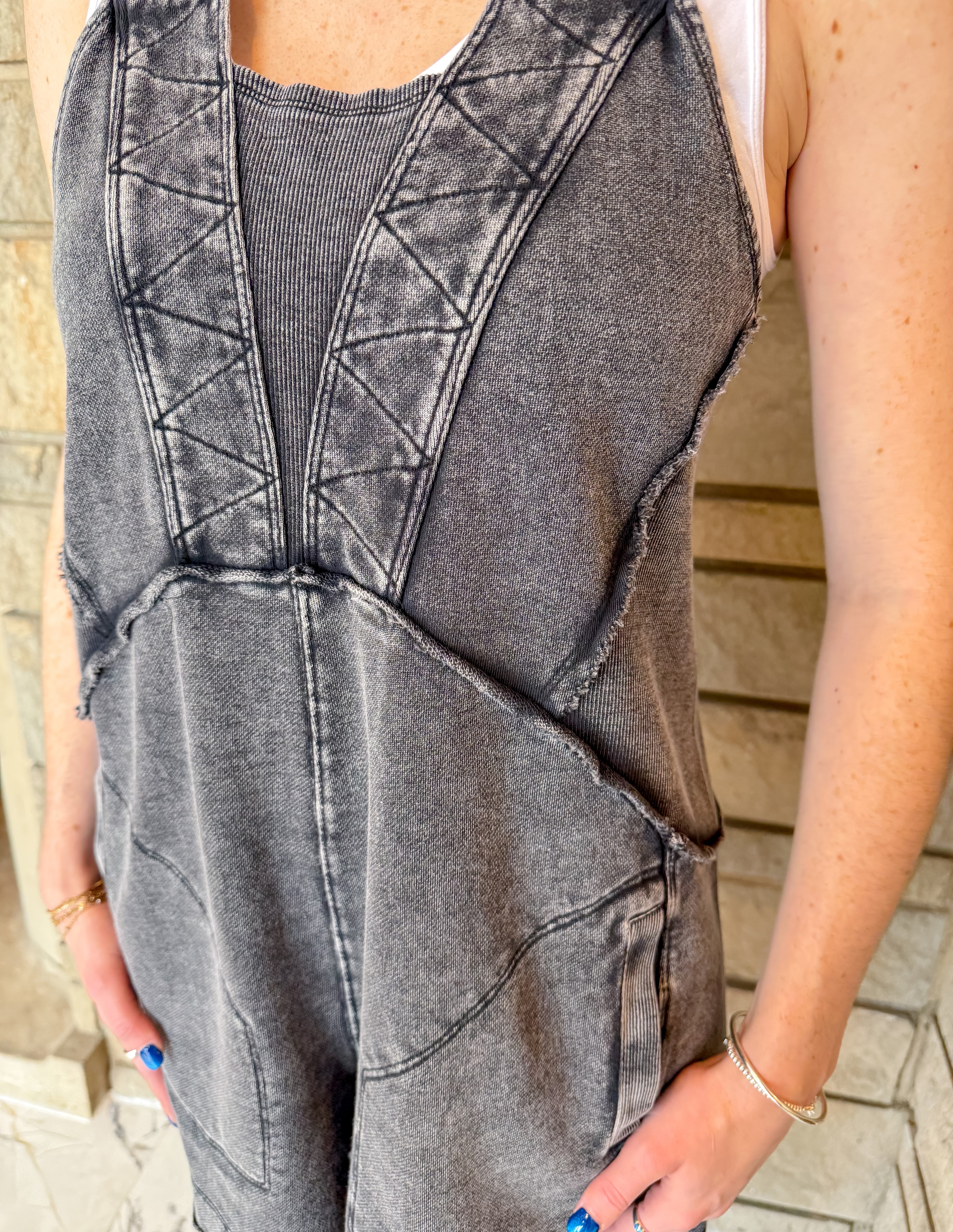 Candy Washed Terry Romper