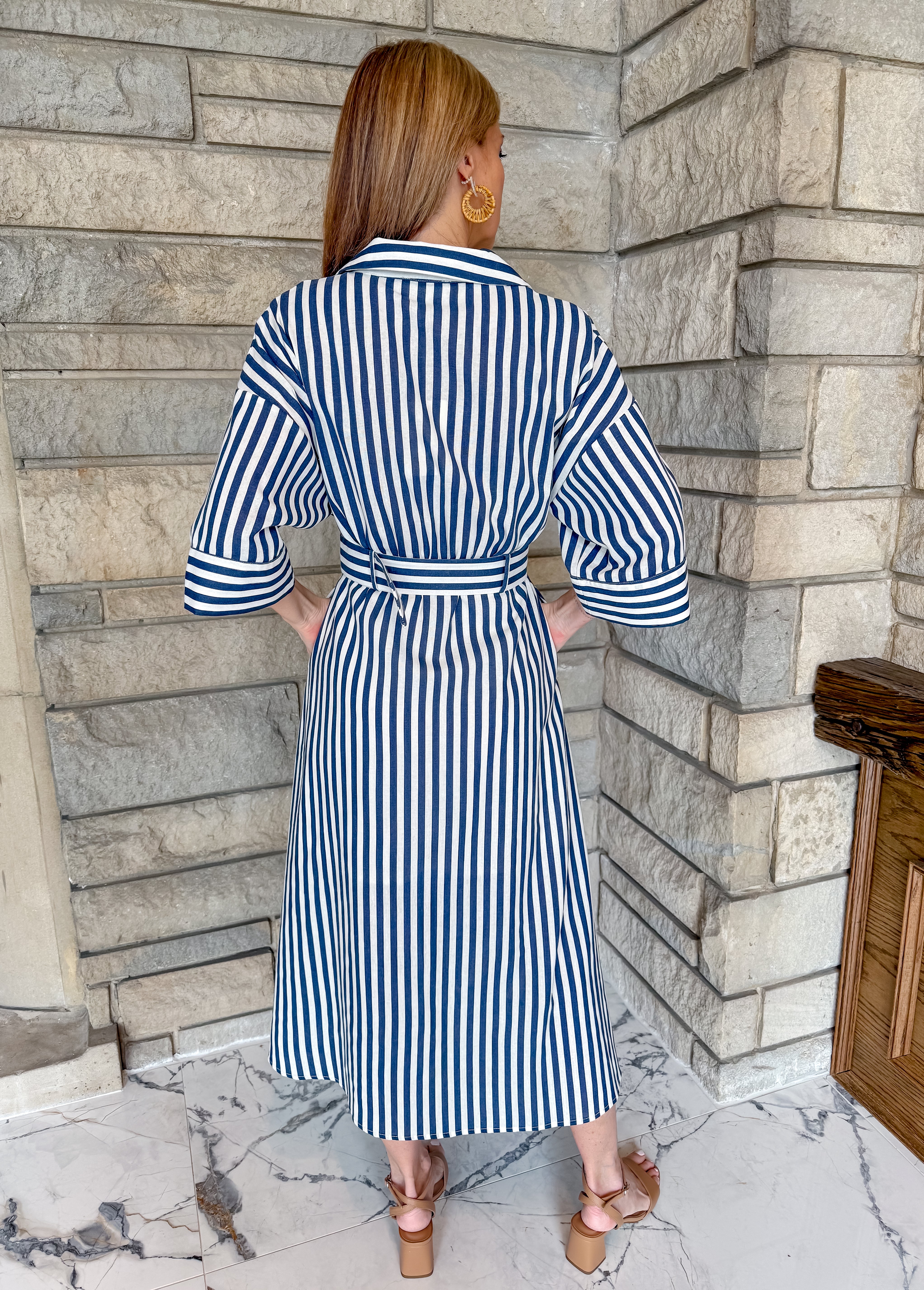 Beatrice Striped Belt Shirt Dress
