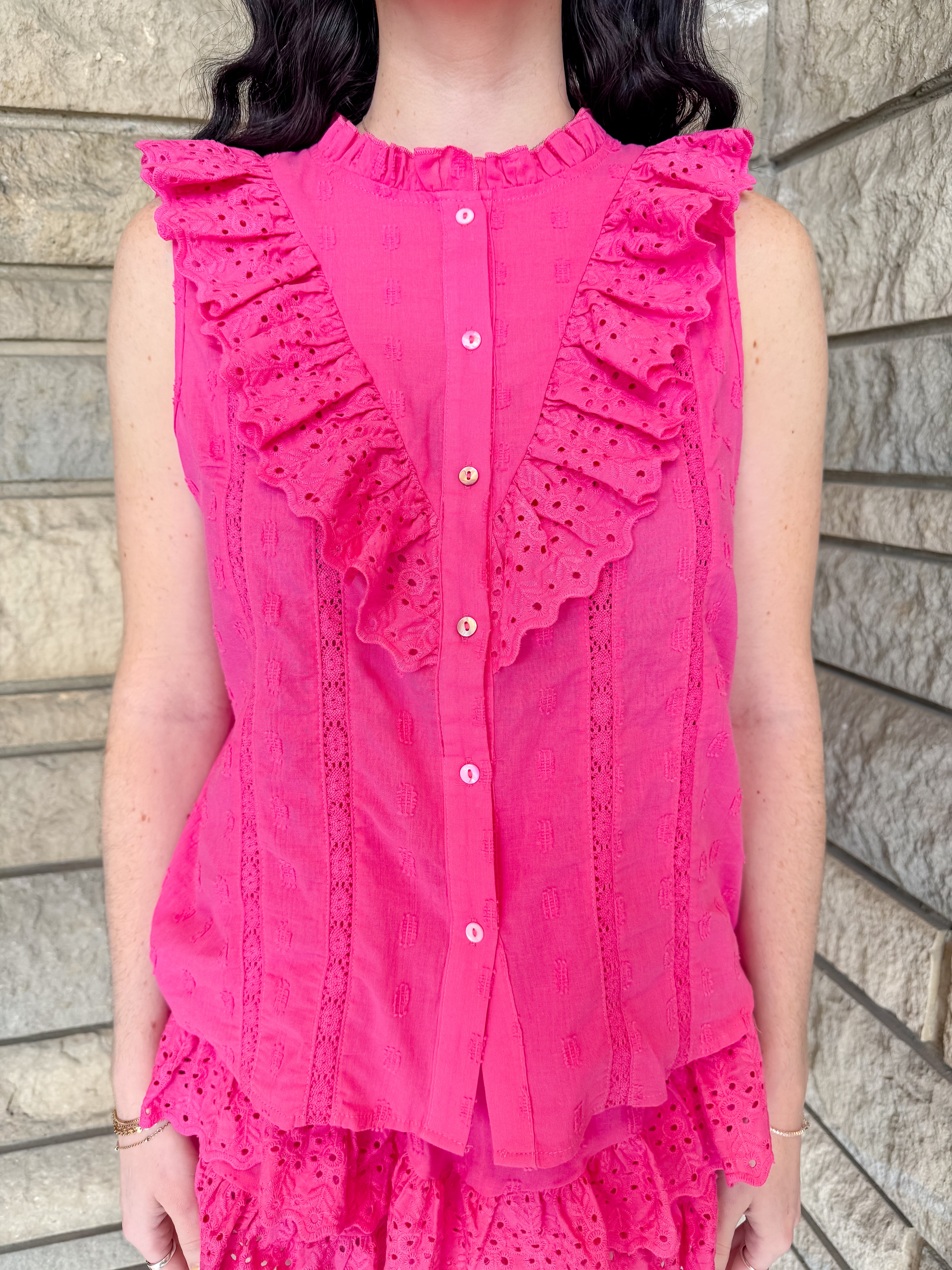 Ella Eyelet Ruffle Shorts Set