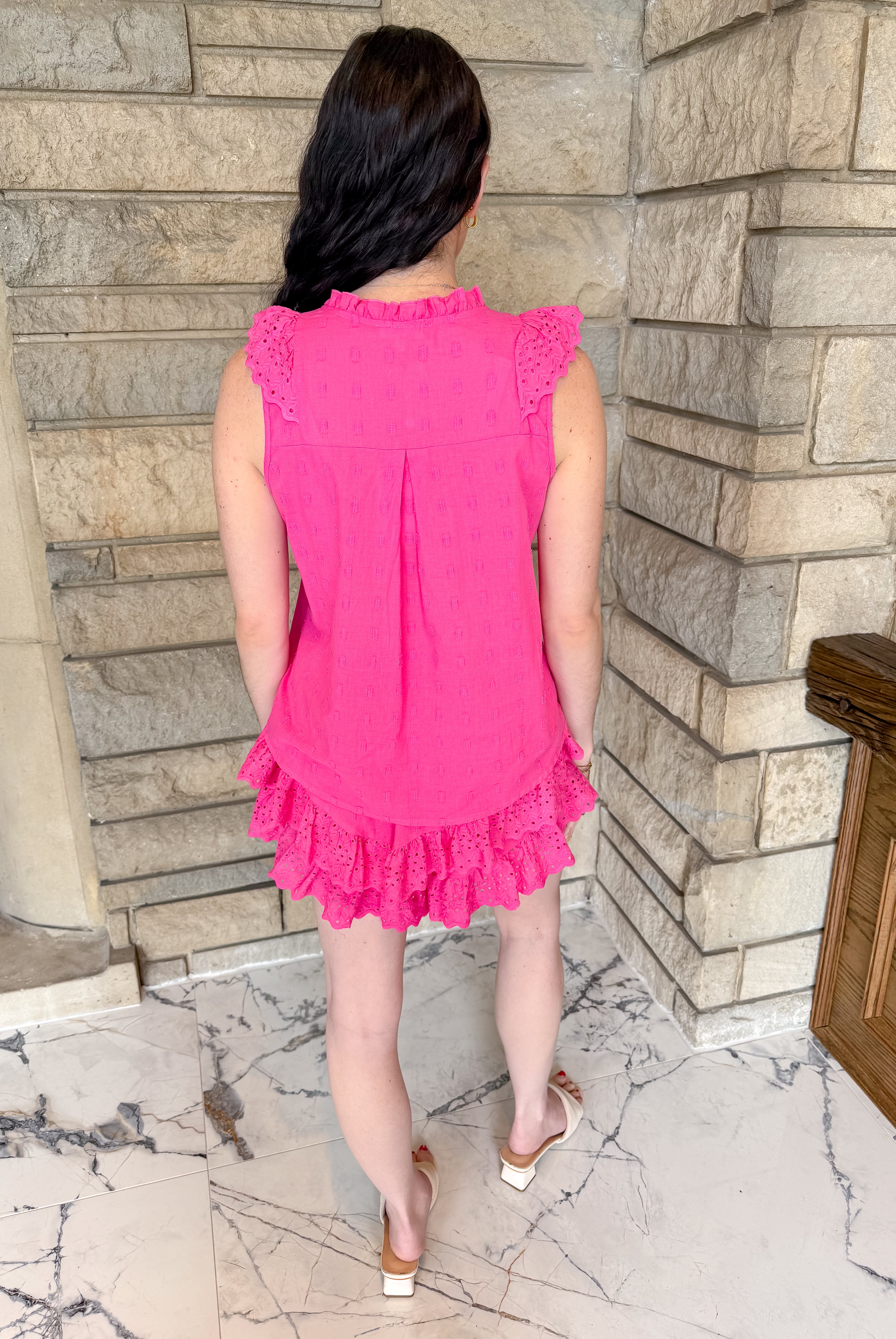 Ella Eyelet Ruffle Shorts Set