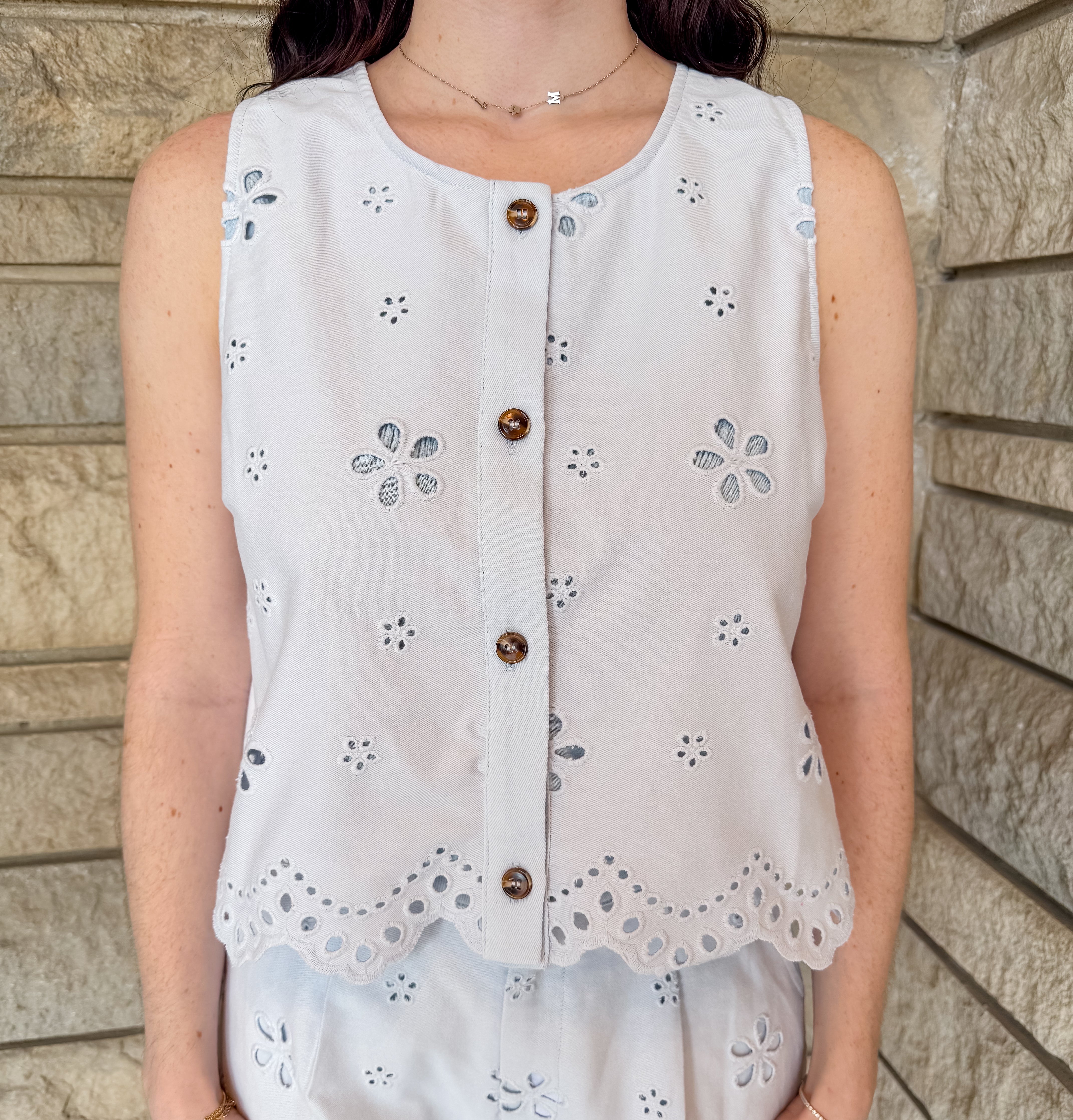 Gina Eyelet Pants Set