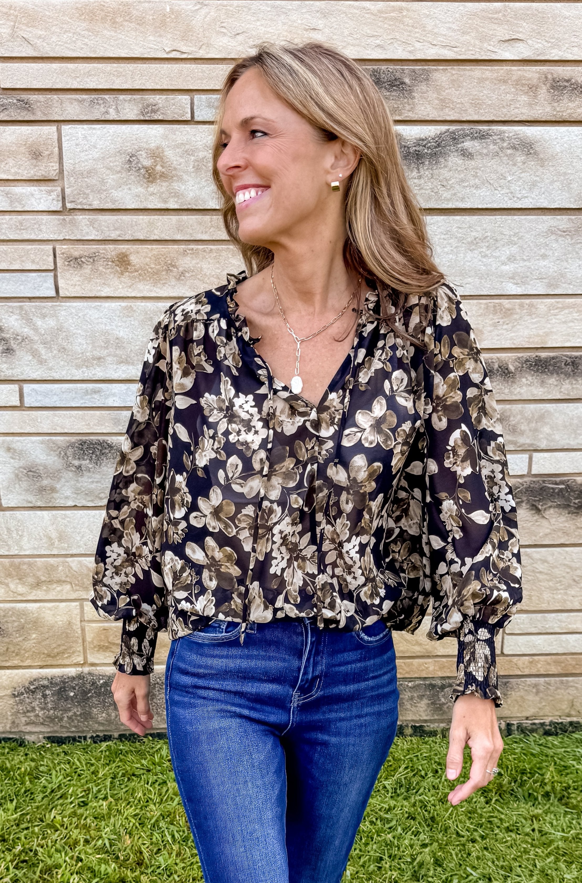 Eileen Tie Neck Floral Top