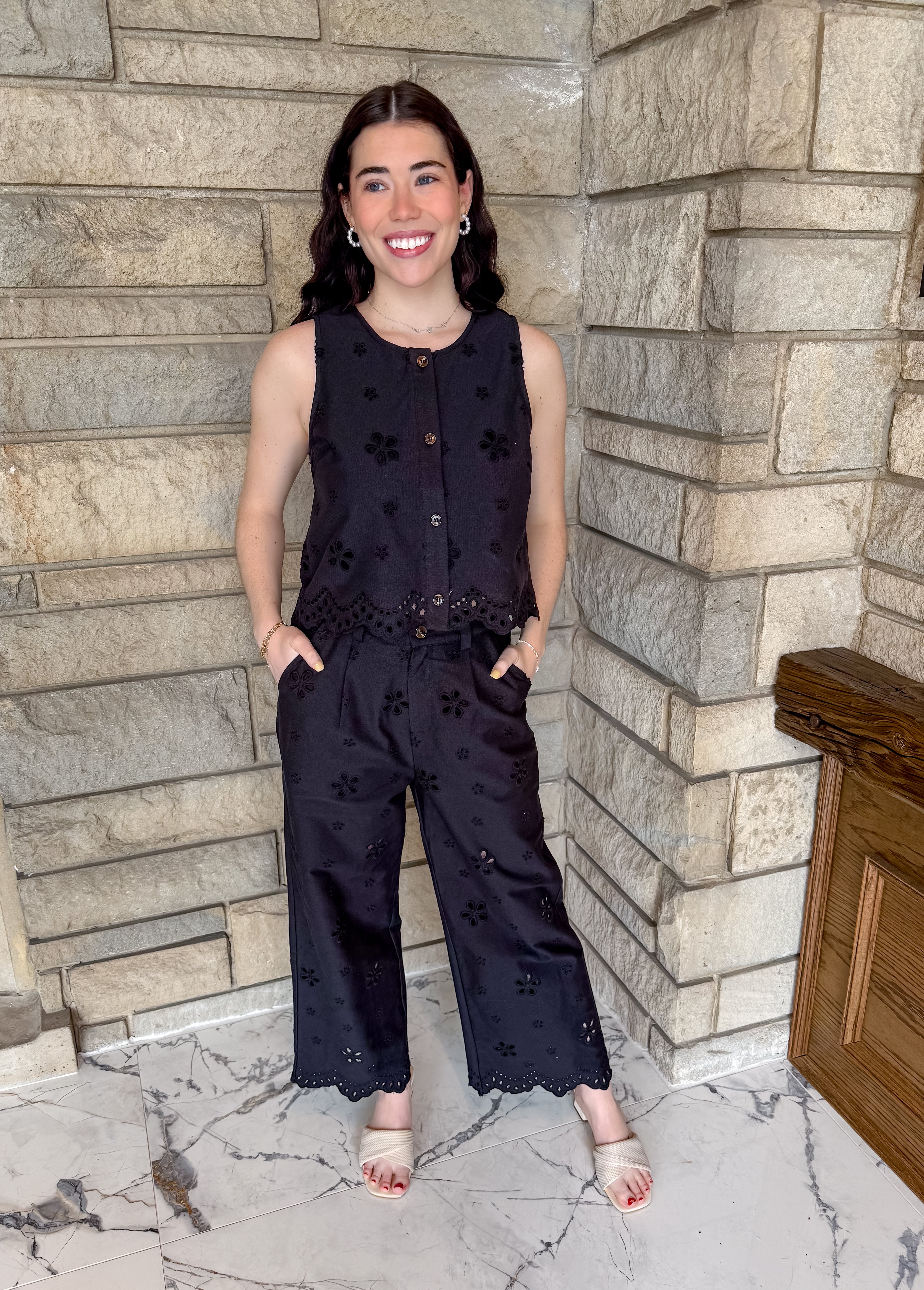 Gina Eyelet Pants Set