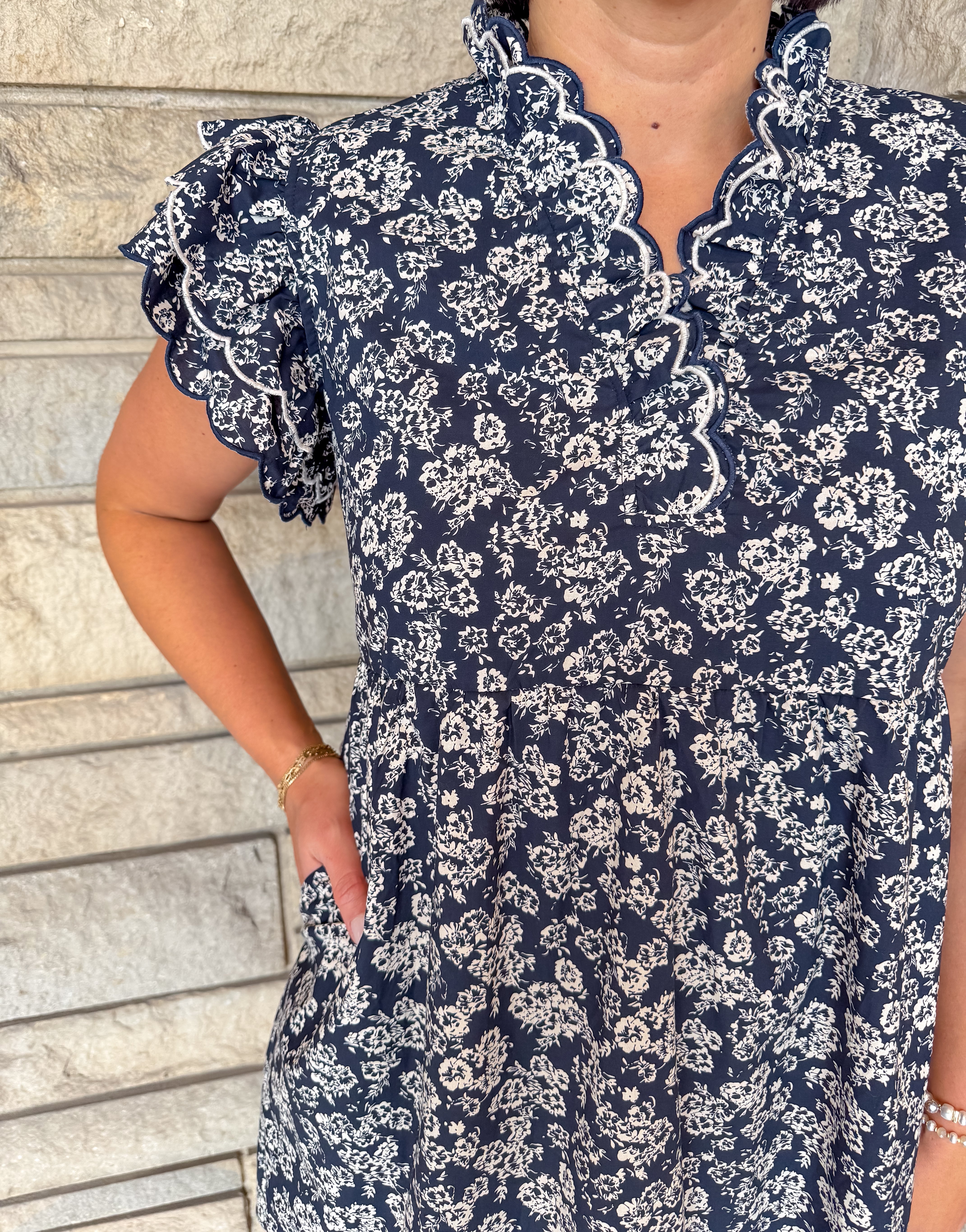 McKenna Floral Scallop Ruffle Dress