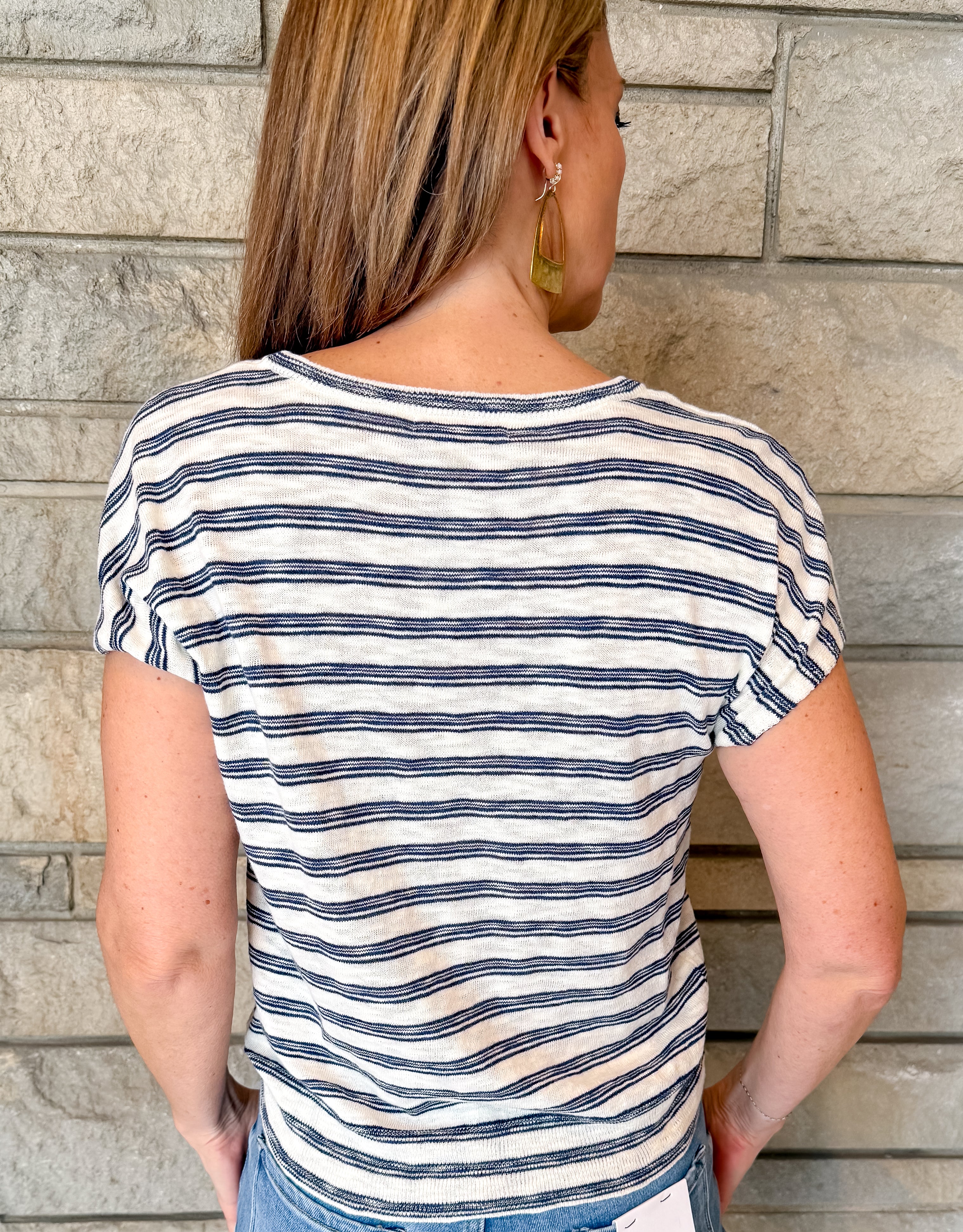 Aya Stripe Pocket Cap Sleeve Top