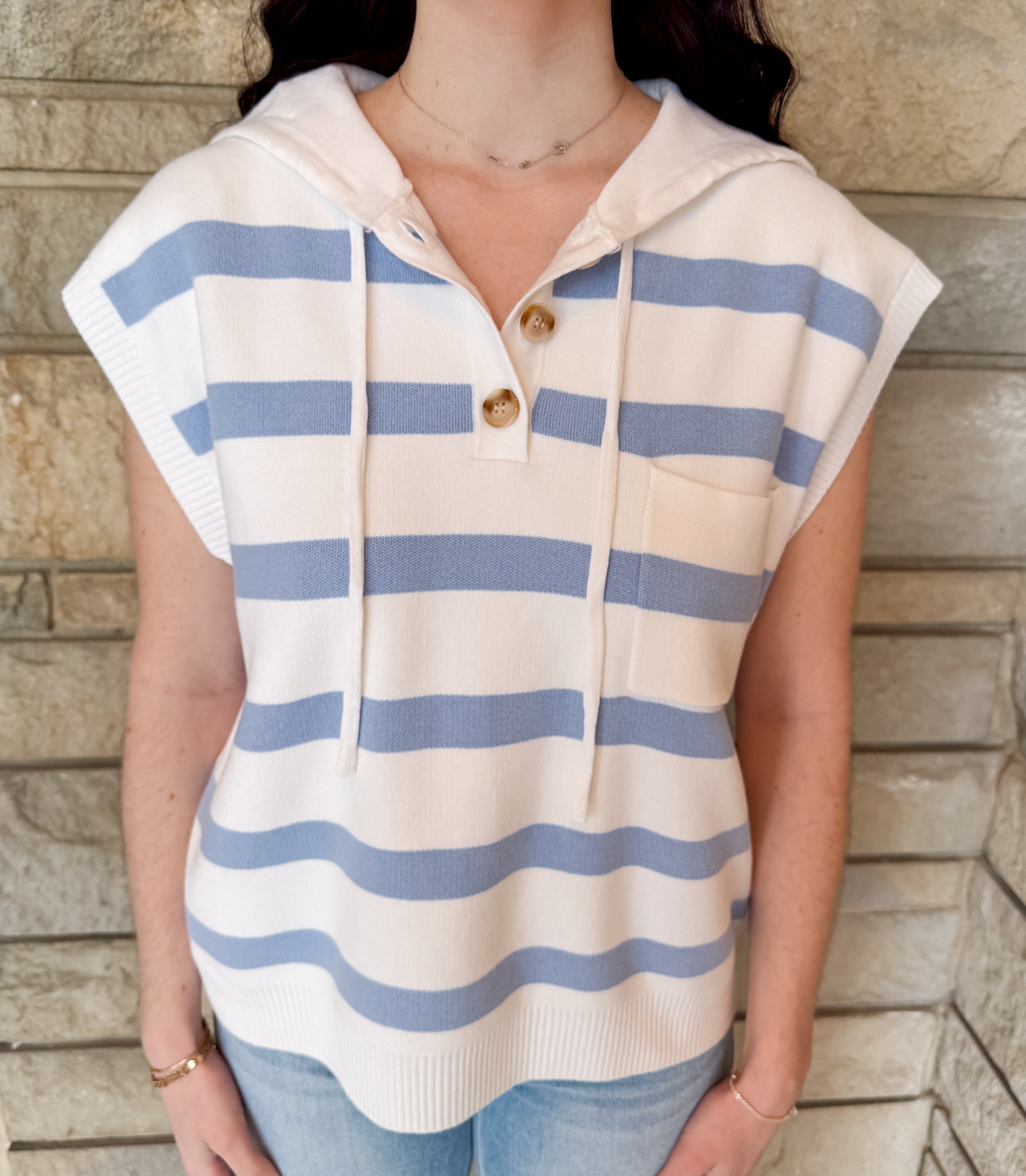 Della Stripe Cap Sleeve Hoodie