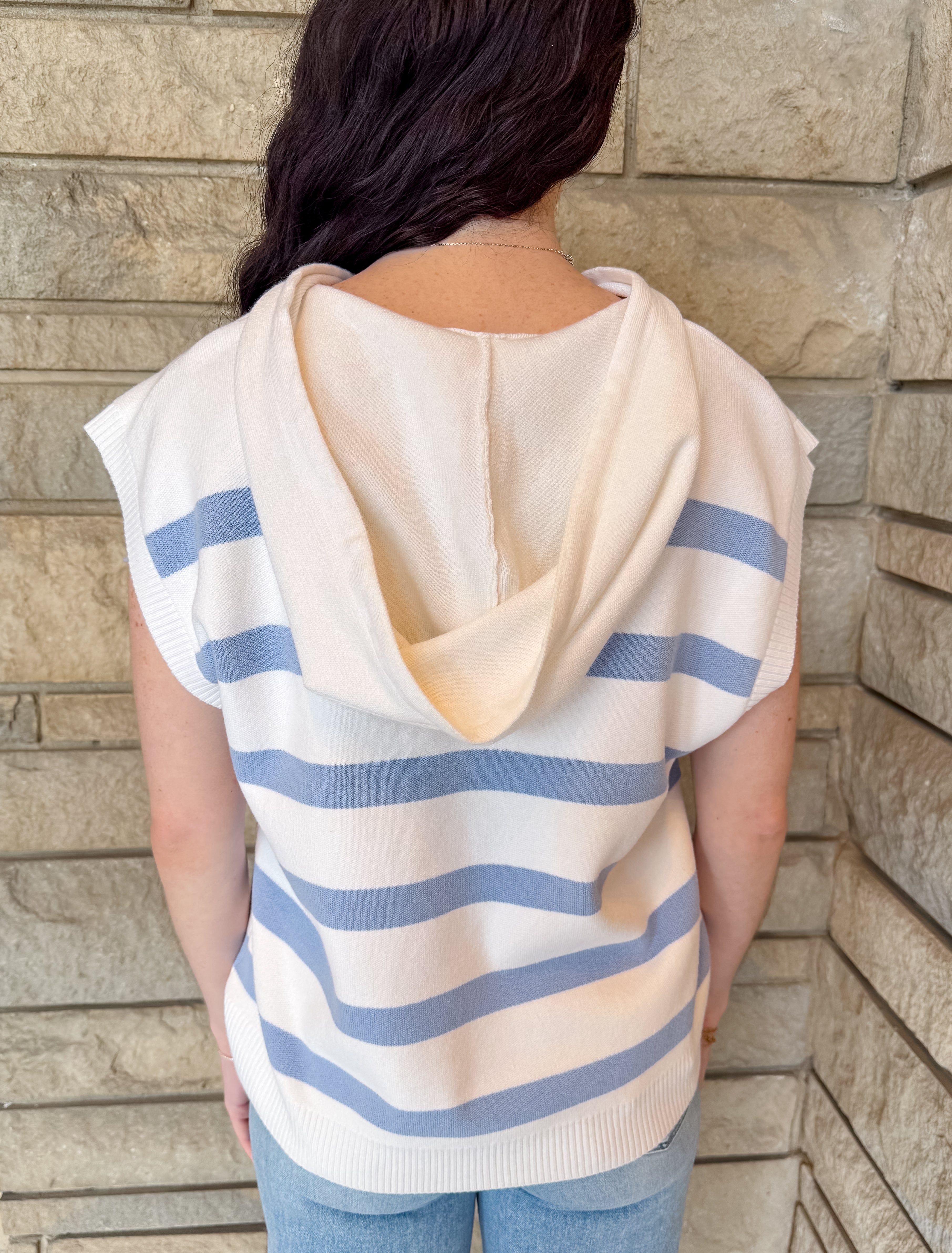 Della Stripe Cap Sleeve Hoodie