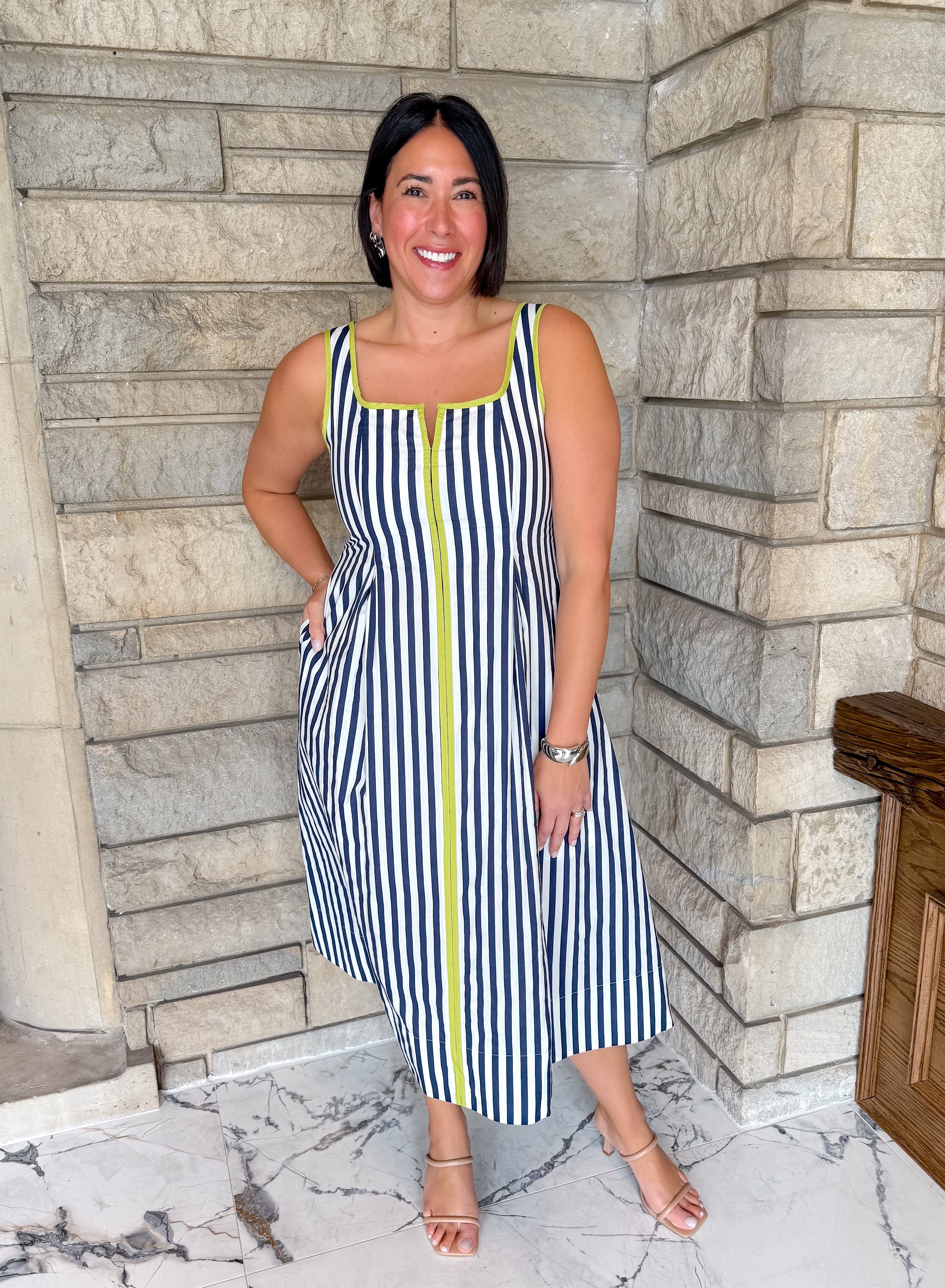 Beatrix Striped Contrast Midi Dress