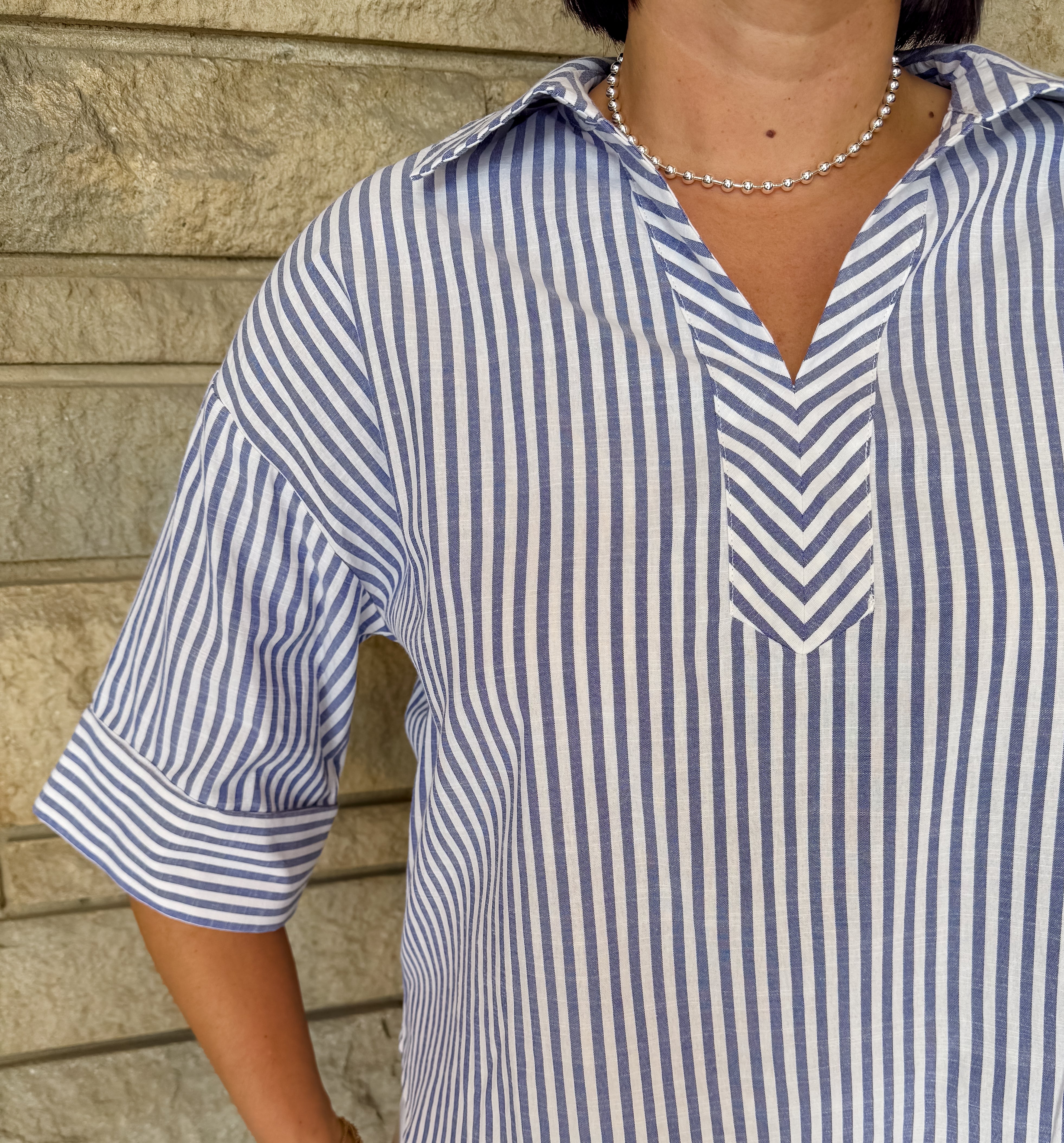 Asha Striped Collar Top