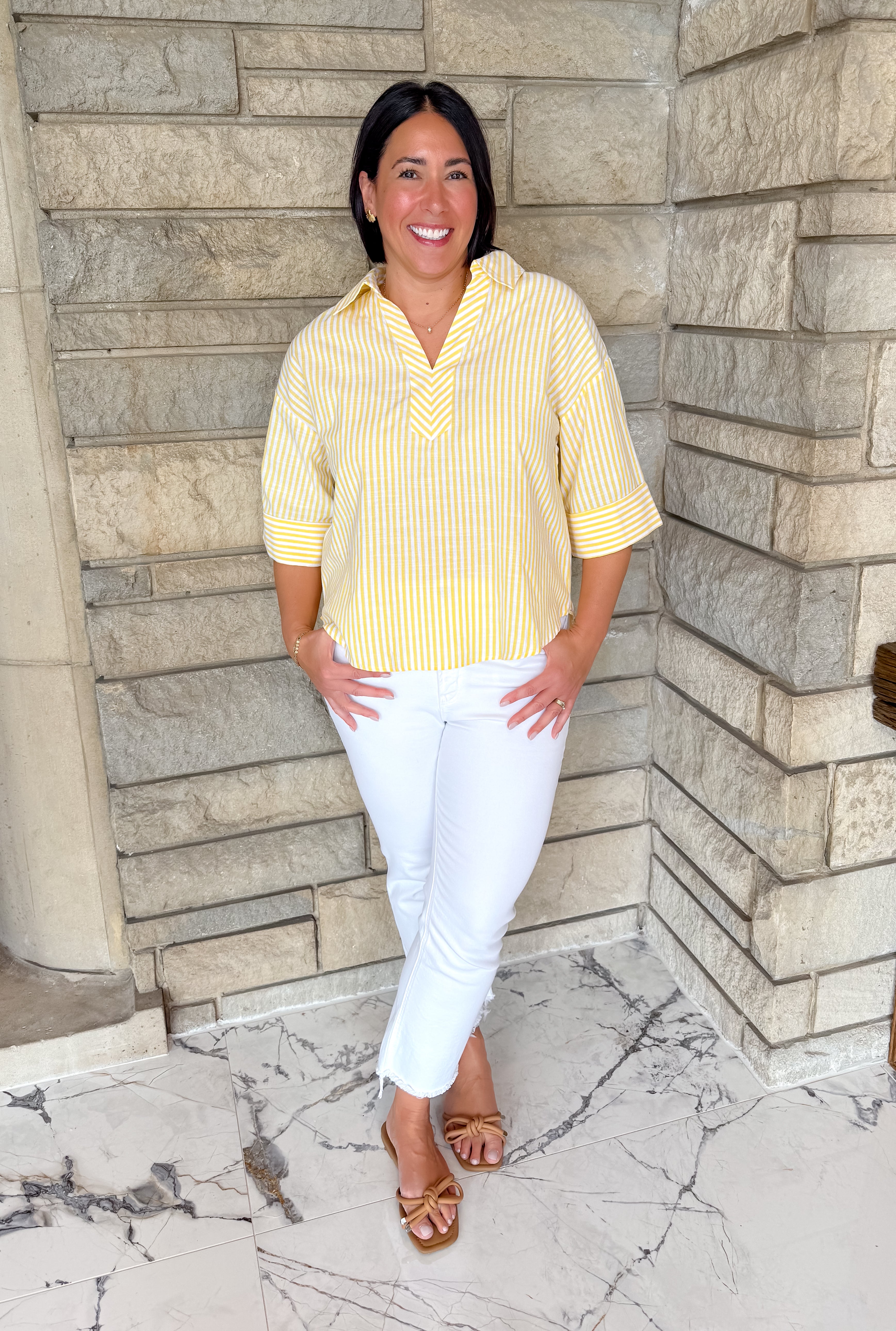 Asha Striped Collar Top