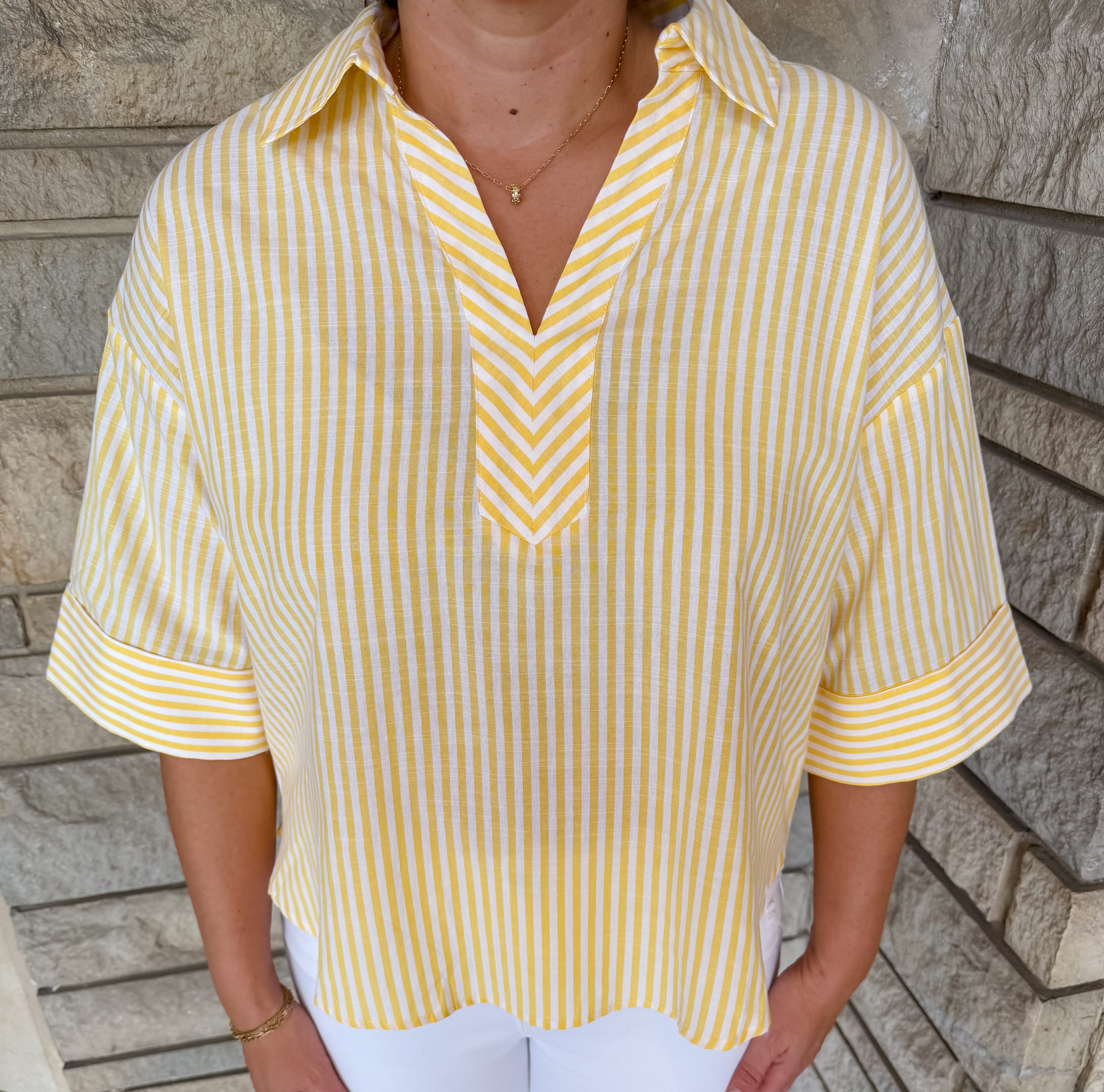 Asha Striped Collar Top