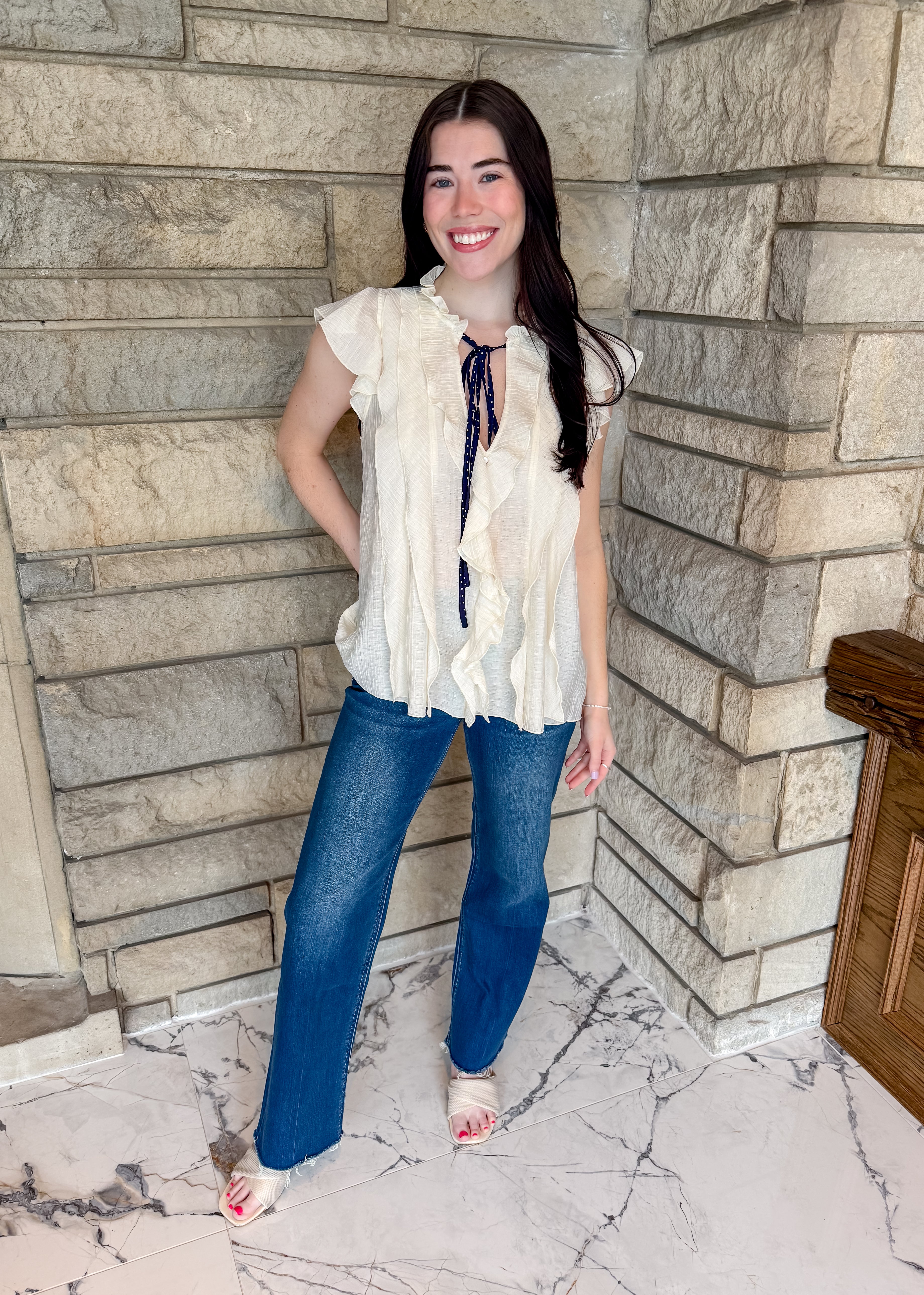 Penelope Tie Neck Ruffle Top