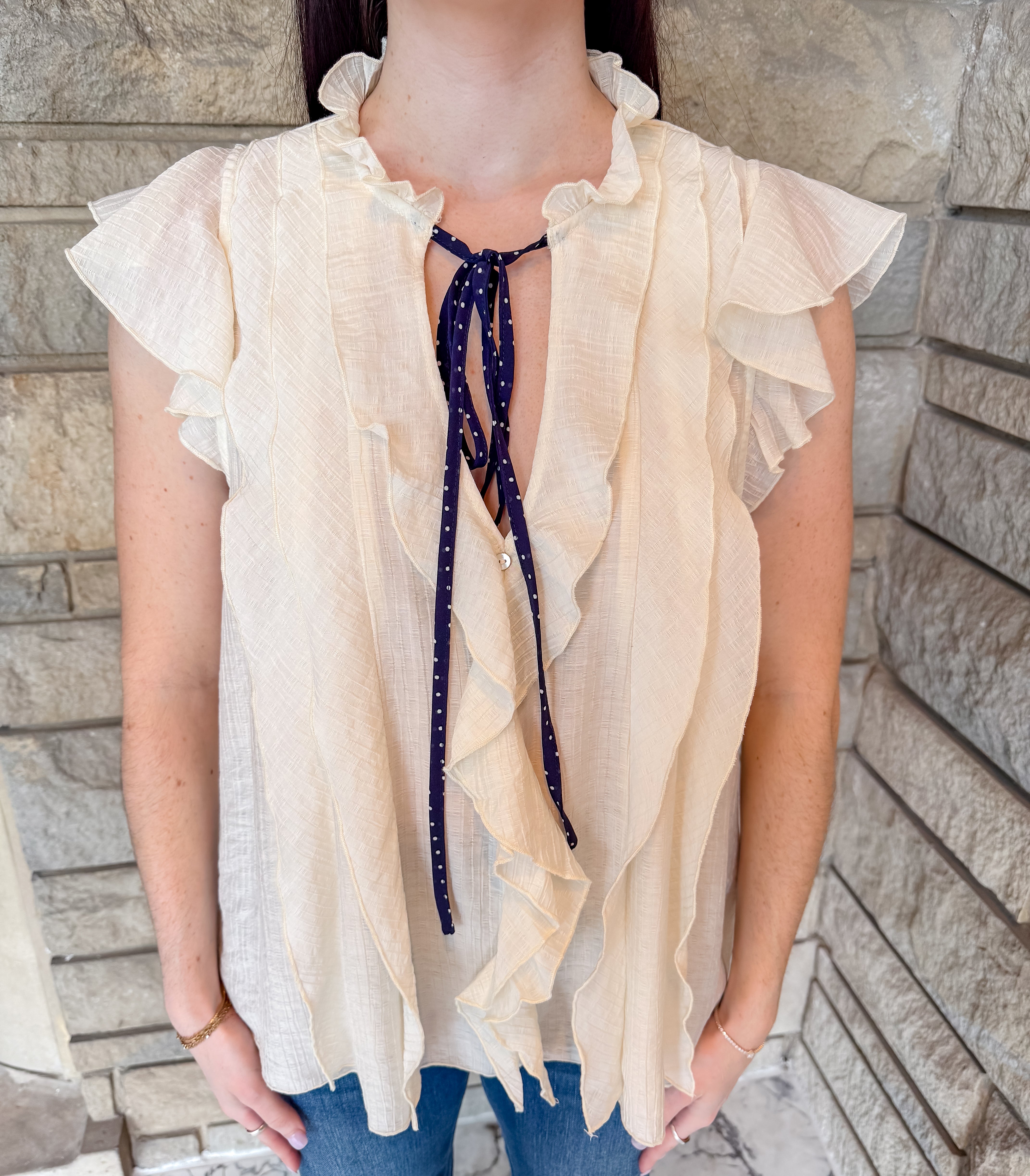 Penelope Tie Neck Ruffle Top