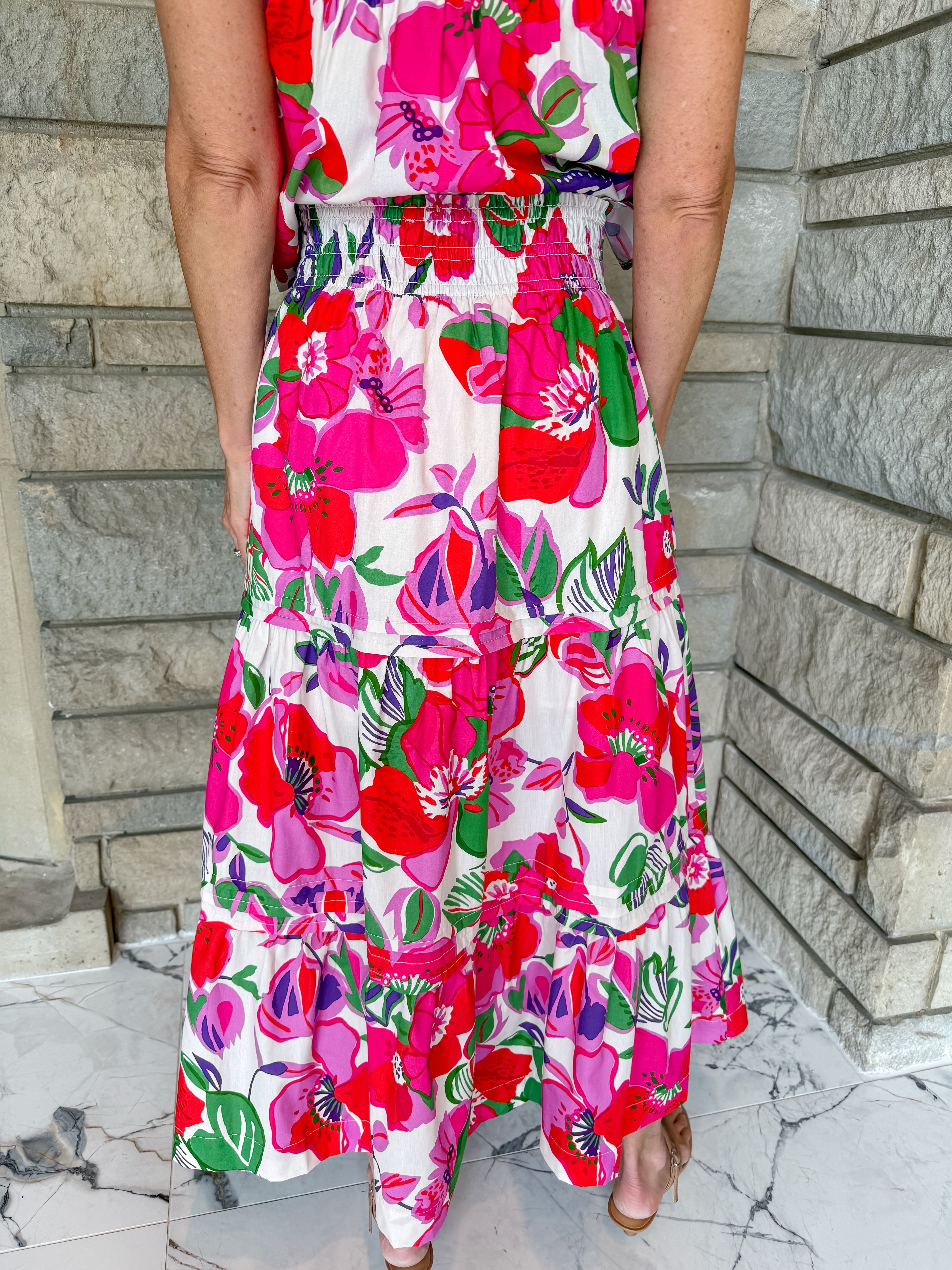 Ashleigh Floral Tiered Midi Skirt