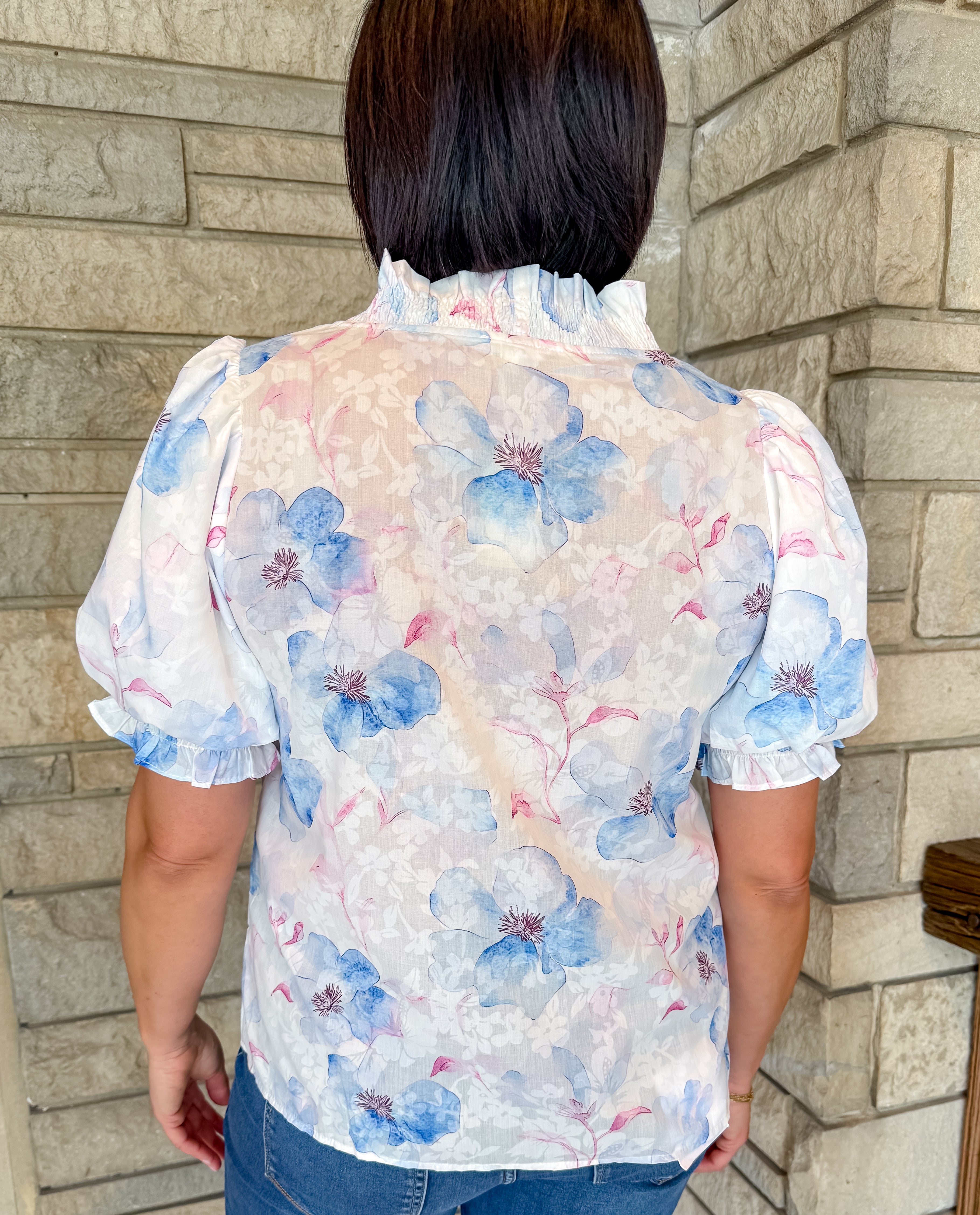 Cara Floral Smocked Ruffle Top